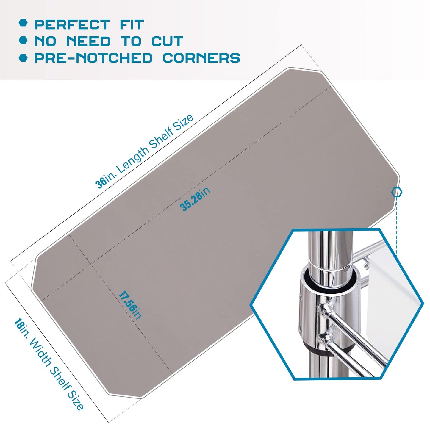BRIAN & DANY Wire Shelf Liner 18" X 36", Heavy Duty Shelf Liners for Wire Shelving, Waterproof Protector Mats, Set of 5, Charcoal