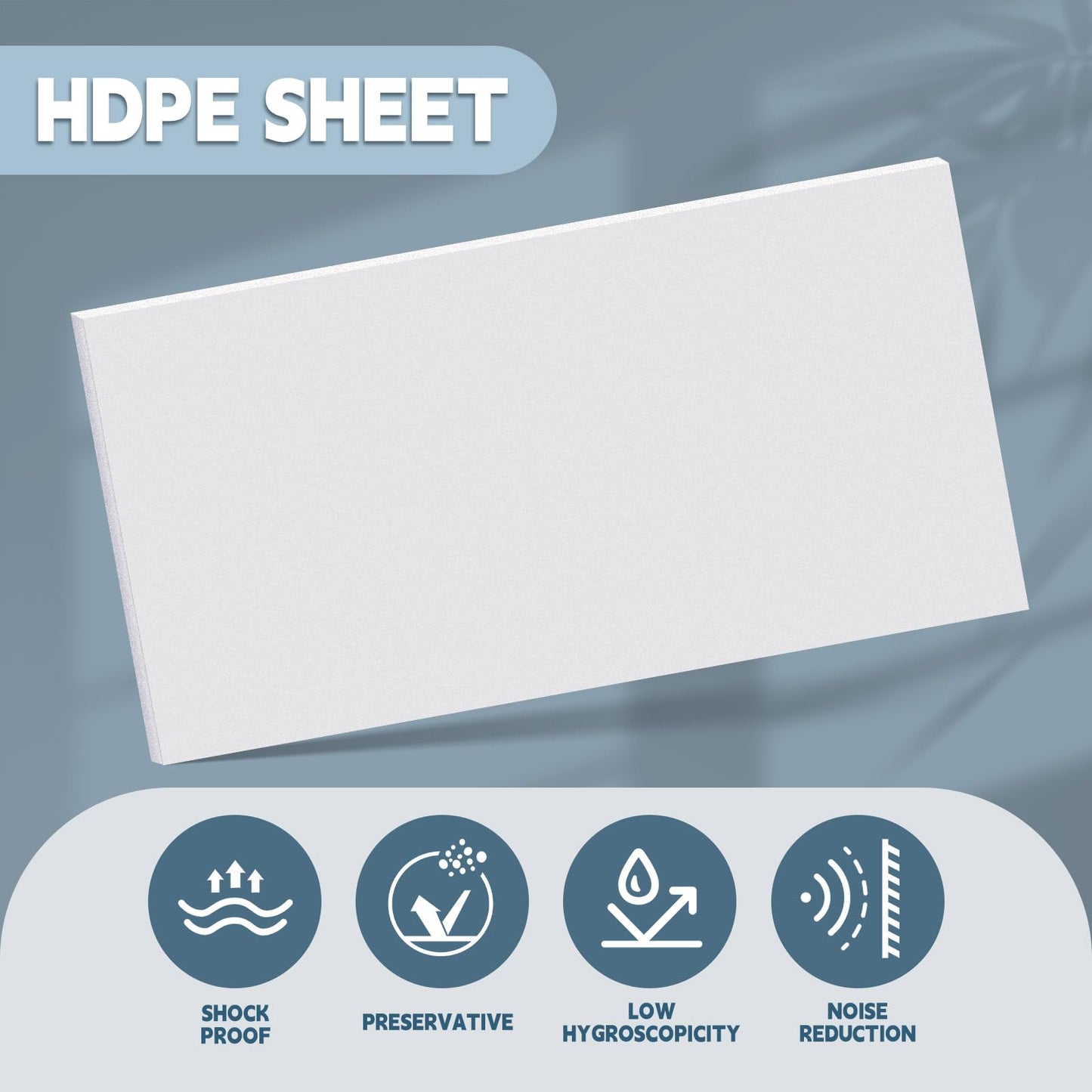 Sasylvia Hdpe Sheet, Hdpe Plastic Sheet Flexible High Density Polyethylene Cutting Board Solid Plastic Block for Marine, CNC, Machining, Industrial, DIY Projects(1/2" X 24'' X 48'',White,1 Pcs)