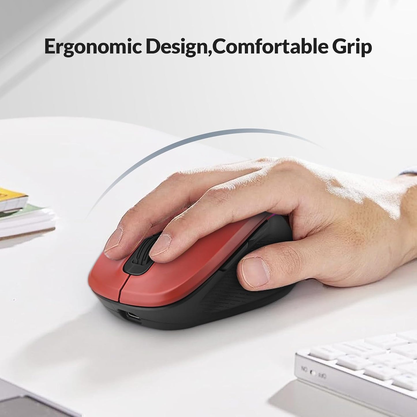 Rii 2.4 1000/1200/1600 Wireless Mouse Rechargeable, GHz with USB Receiver, DPI, Ergonomic Grips, Silent Keys, Cordless