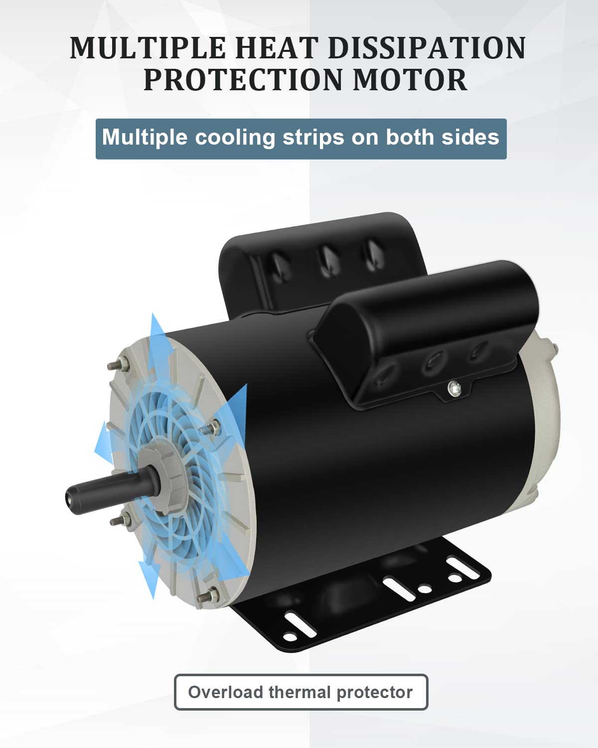 5HP SPL Electric Motor 3450 RPM, Air Compressor Motor, Single Phase 56Frame Motor, 208V-230V 5/8" Shaft Diameter Rolled Steel Shell 60HZ