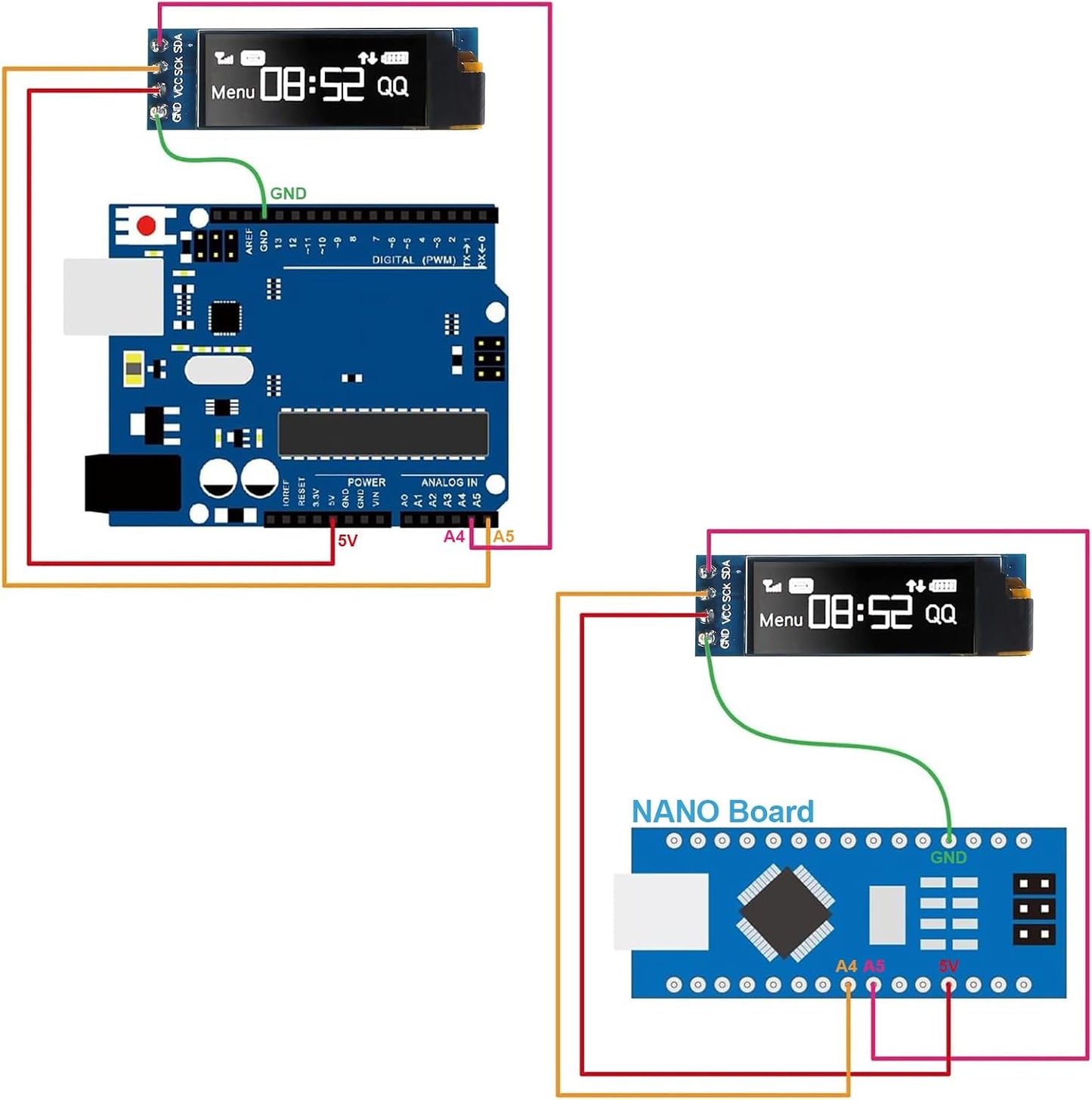 JUZITAO 6PCS 0.91 Inch I2C 3.3V~5V OLED Display Module IIC OLED Screen DC Compatible with Raspberry PI (White Display