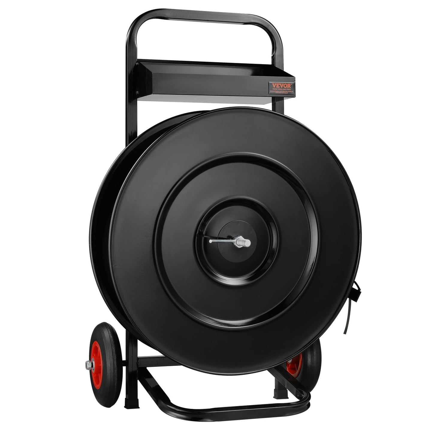 VEVOR Banding Strapping Cart, for PET/PP/Fiber Strapping Coils with 8" or 16" Core Size, Heavy Duty Strapping Dispenser, Equipped with Anti-Retreat Pulleys, Upgrade Brake System, Spacious Tray
