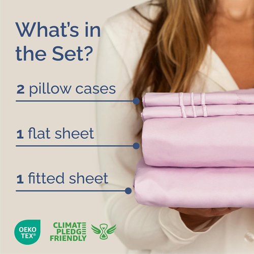 Cal King Size 4-Piece Sheet Set - Comfy Cooling Bed Sheets | Hotel Luxury Bedding - Light Pink