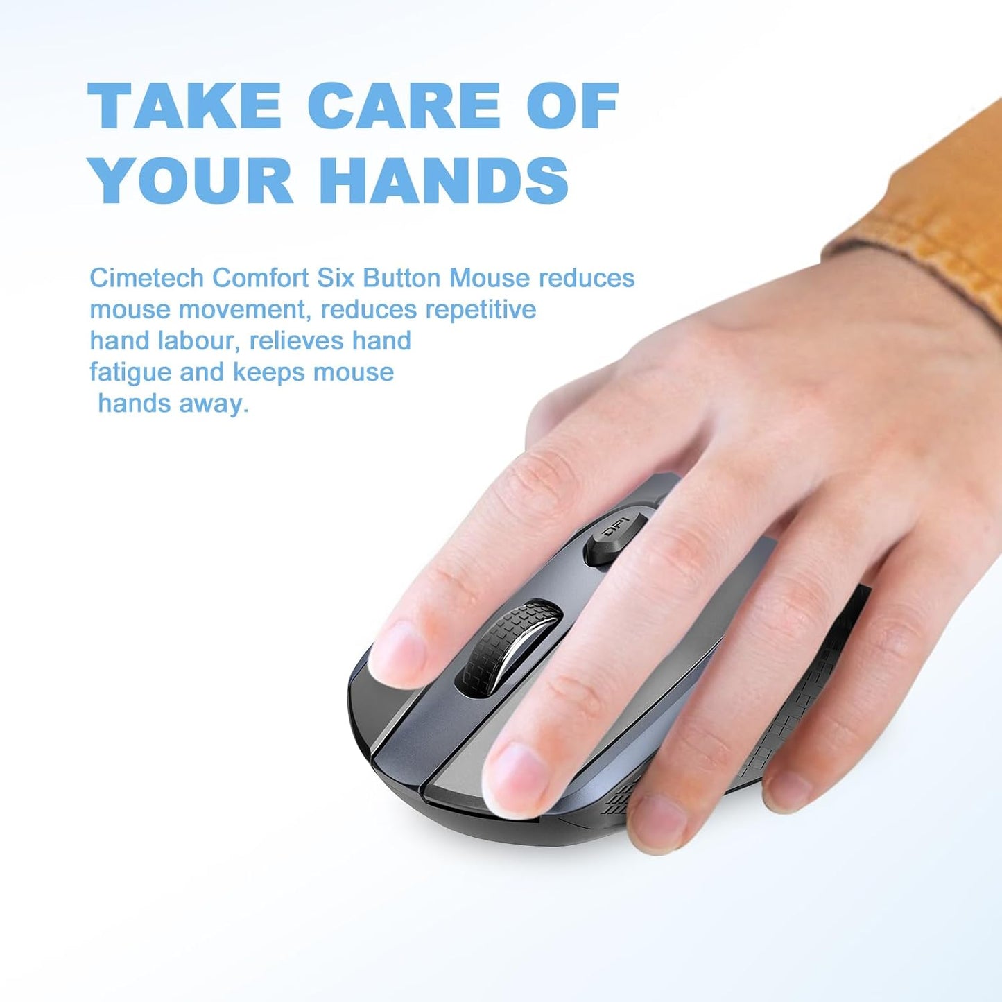 cimetech 2.4G 3 Wireless Mouse, Silent Computer Mice Cordless with Adjustable DPI,Ergonomic Mouse for Laptops