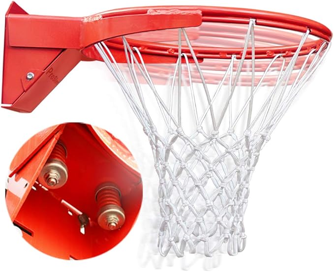 Professional 180º Heavy Duty Breakaway Basketball Rim，18 inch Single Spring Flex Rim Goal Replacement fit Indoor and Outdoor Backboard