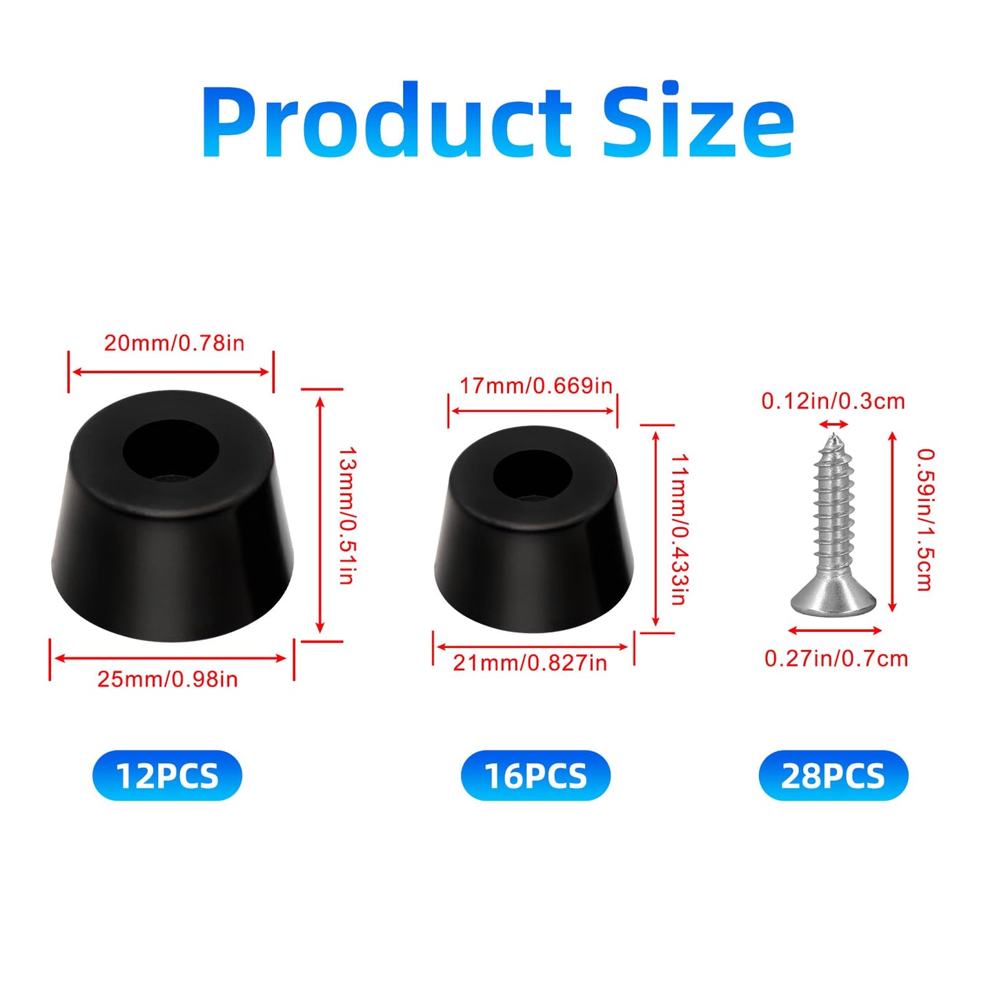 Hpgoxkd 56PCS Cutting Board Feet Non Slip with Stainless Washer Screws,Large Size and Small Rubber Feet for Cutting Board, Electronics,Furniture