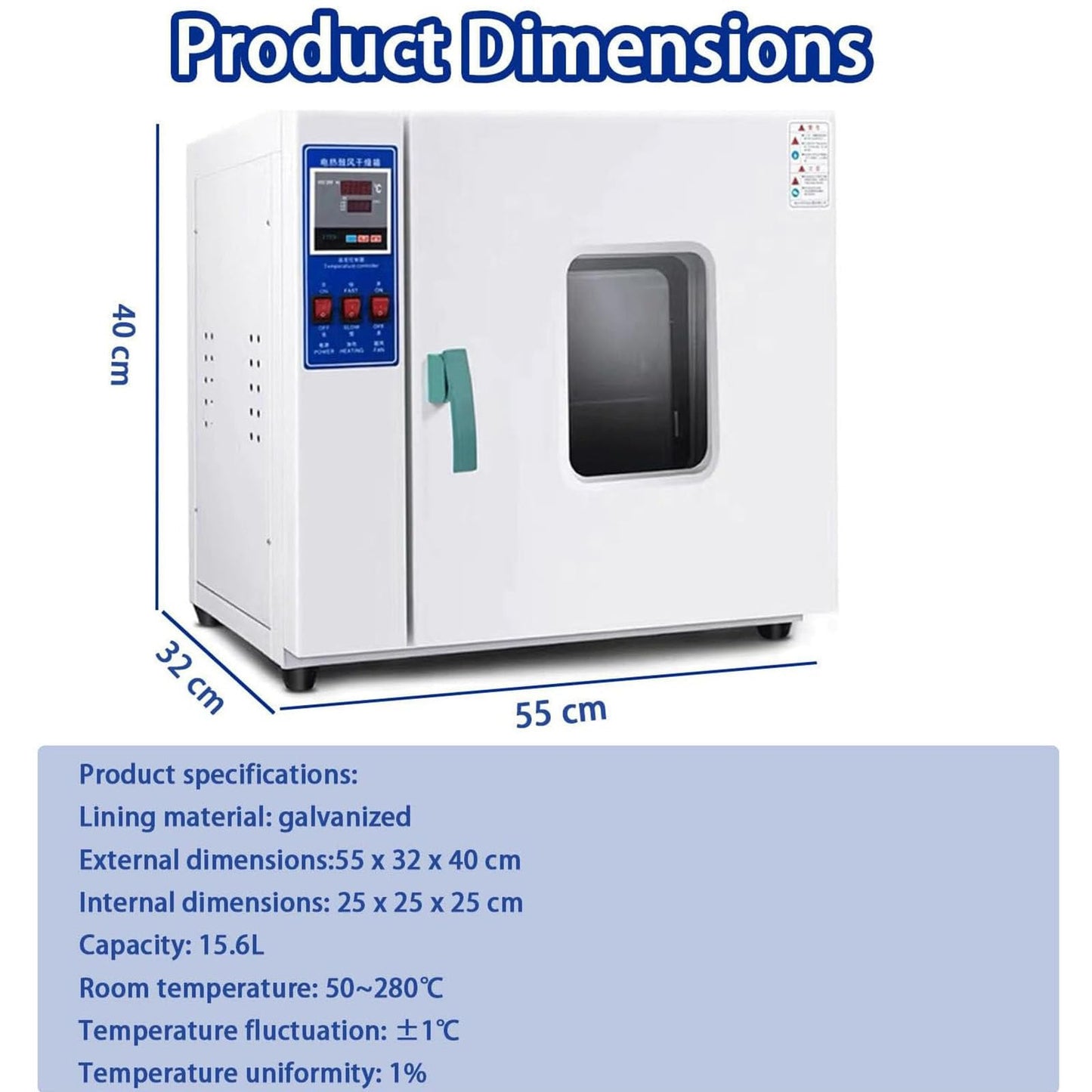 Lab Forced Air Convection Drying Oven 16L Constant Temperature Blast Drying Oven Digital Lab Thermostatic Electric Incubator Box with Temperature Control & Timer,110V