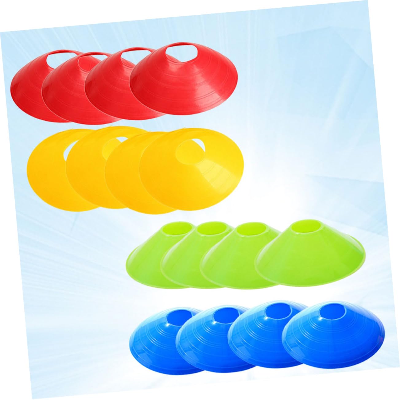 KESYOO 16 Pcs Soccer Training Disc Cones Football Marker Trays in Red Blue Green Yellow for Agility Drills and Outdoor Sports Practice