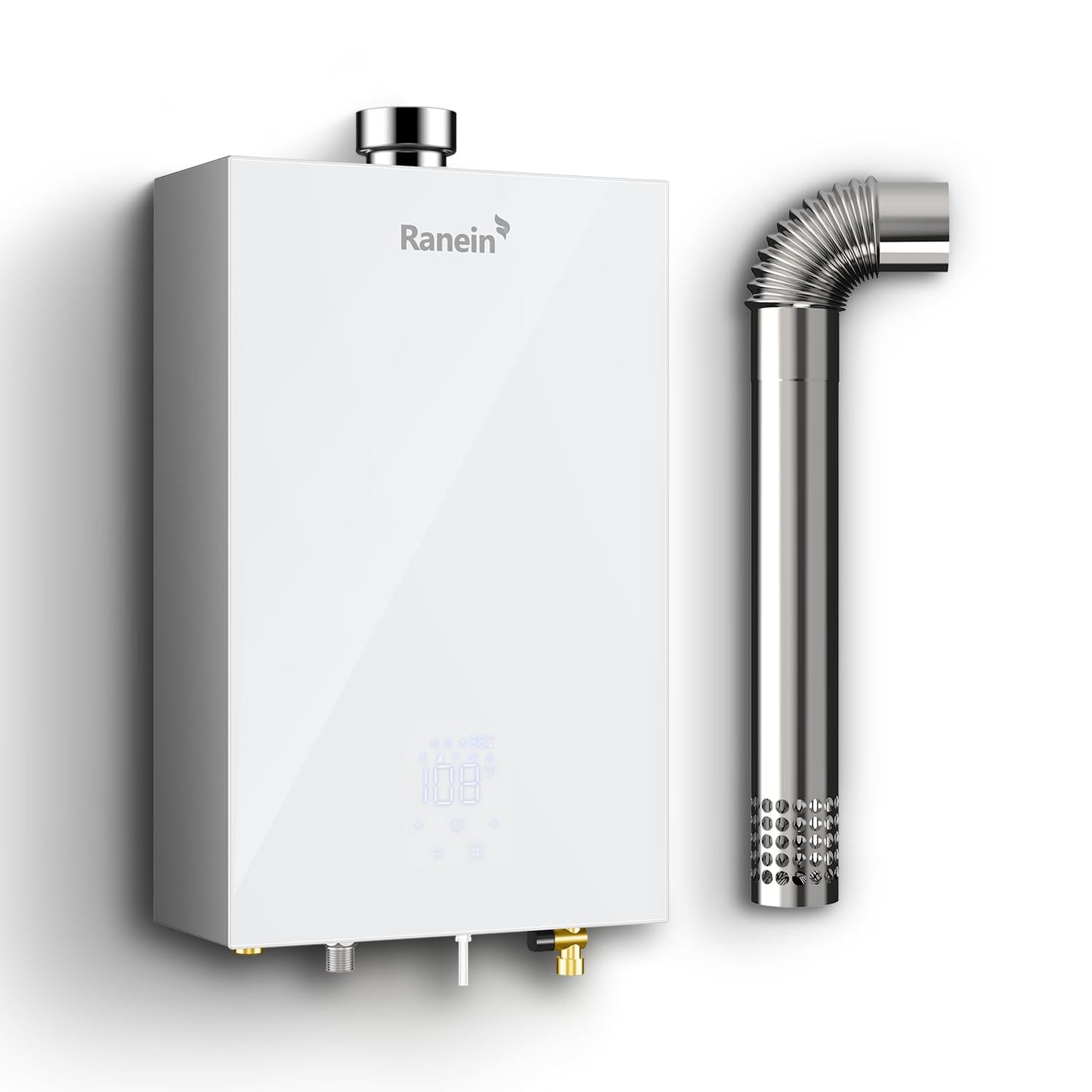 GEN II Ranein Propane Gas Tankless Water Heater, 4.76 GPM, 116,000 BTU Glass Panel Design Indoor On Demand Instant Hot Water Heater with LED Temperature Control Panel