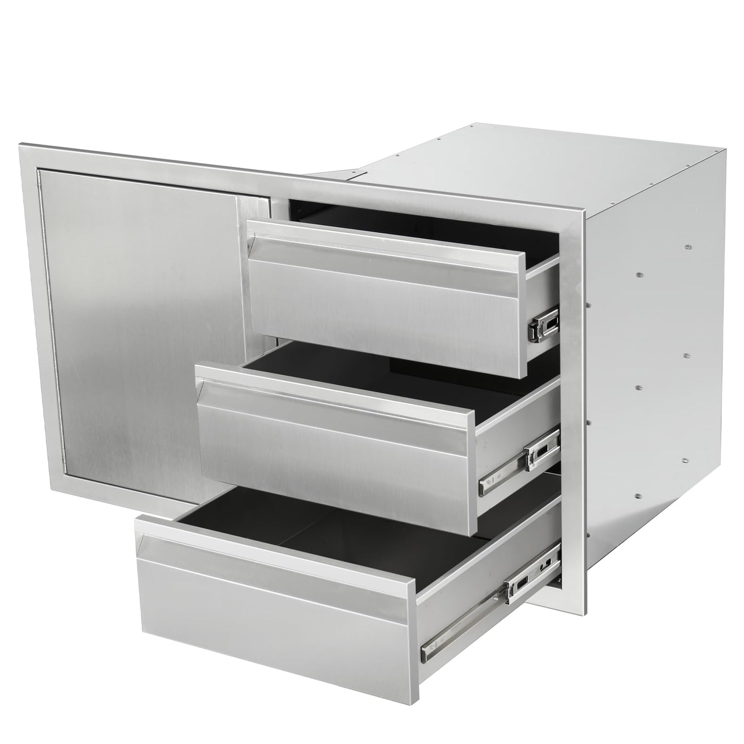SGOLAN Outdoor Kitchen Door Drawer Combo Cabinet 38.1W x 22.6H x 20.8D BBQ Access Door&Triple Drawers Combo, Stainless Steel Handles for Outdoor Kitchen Island