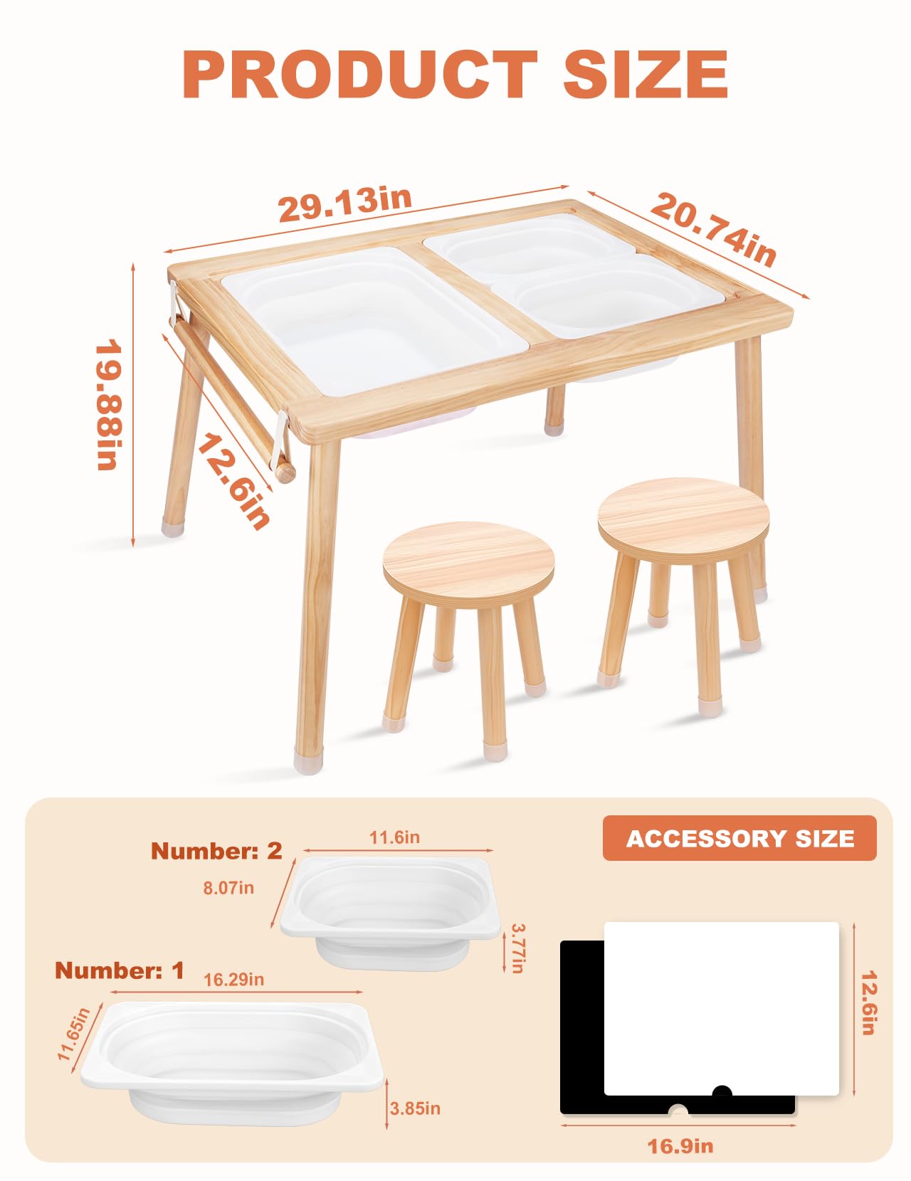 ZYLOHA Toddler Sensory Table and Chair Set, Kids Sensory Bin Tables with Paper Roll Stick & Double-Side Board,Toddler Play Table with 3 Storage Bin, Indoor Outdoor Boys Gilrs