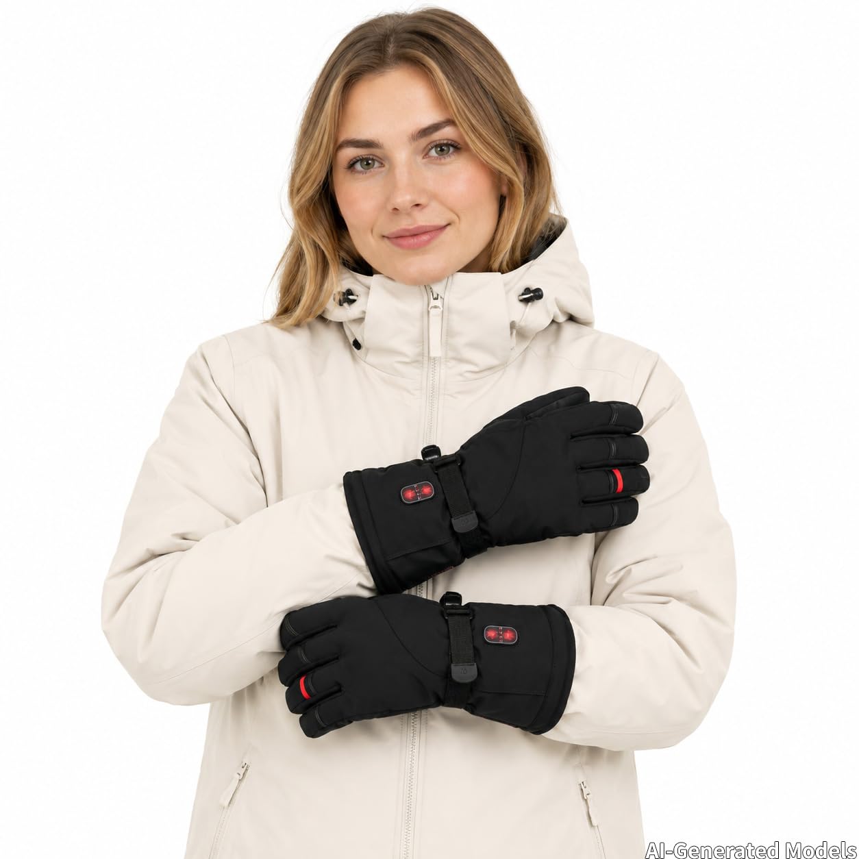 CUEHEAT Heated Gloves, Palm & Back Double Heating, Winter Outdoor Windproof Warm Thick Gloves, Battery-Powered Hand Warmer (CH03, Large)
