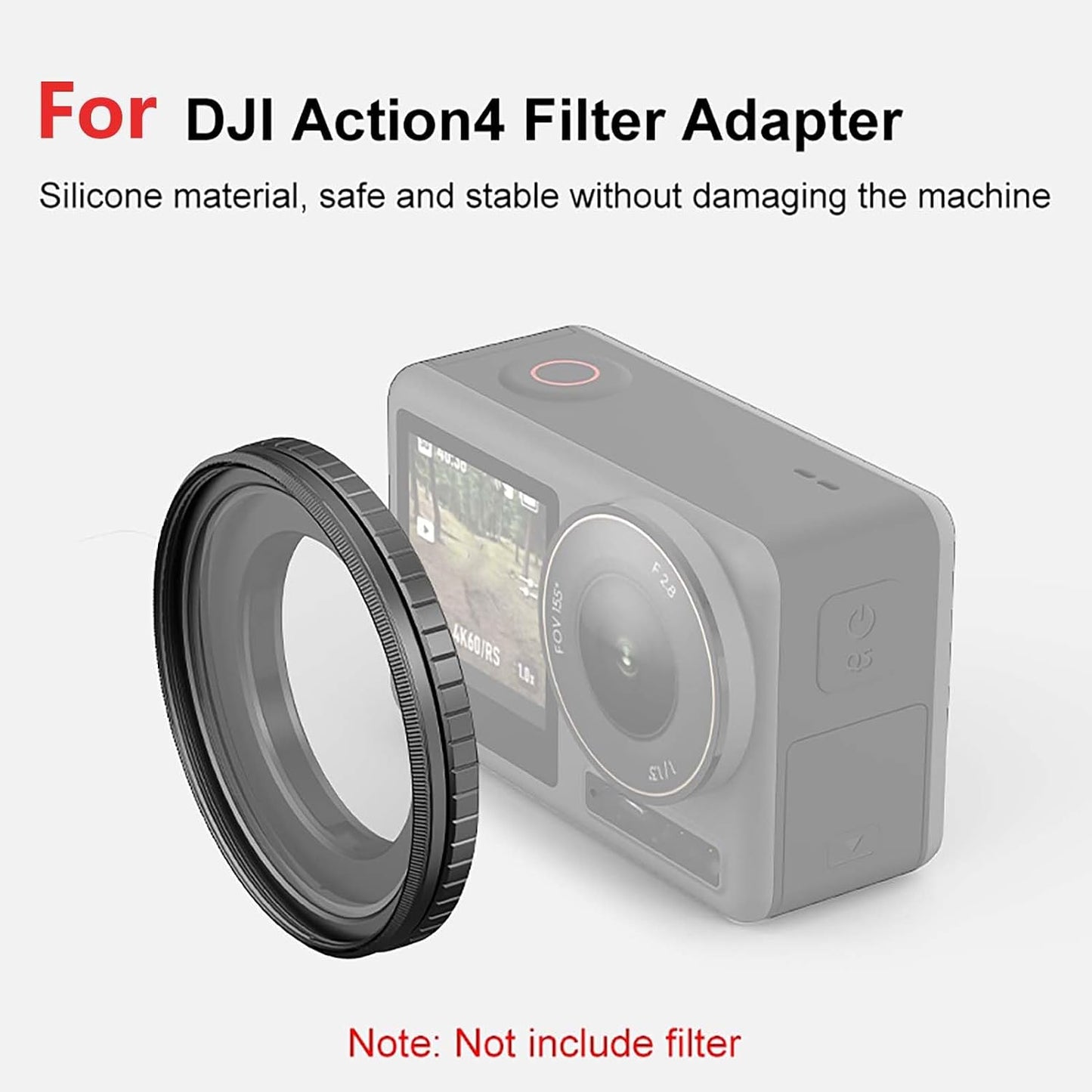 Generic 49mm 4 Lens Filter Adapter Ring for DJI Action Camera, Snap-On Filter Mount Adapter Compatible with ND/CPL/UV