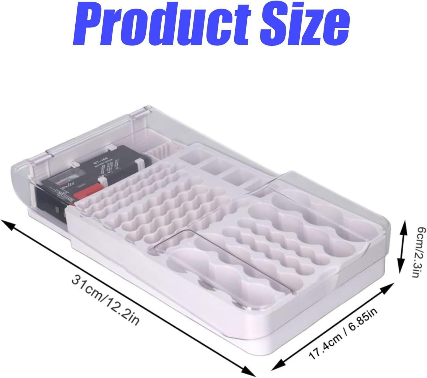 YIHAOSSING 93 Battery Organizer Storage Case with Tester,Clear Lid Battery Storage Organizer,Holds Batteries Battery