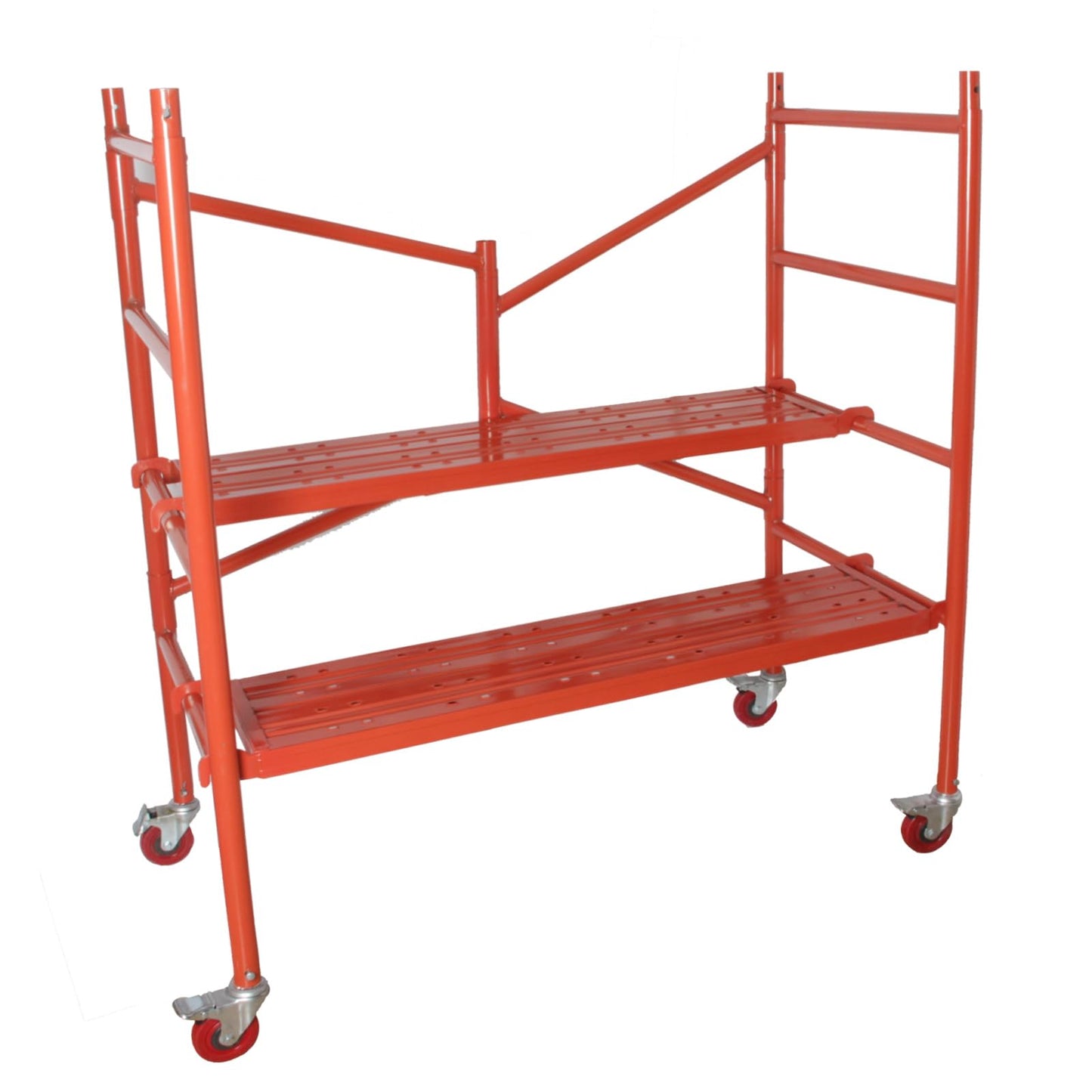 LEADALLWAY Portable Rolling Scaffolding Platform 4 Foot High Mobile Baker Scaffolding 770 LBS Capacity with Locking Wheels and Tool Bag, Red