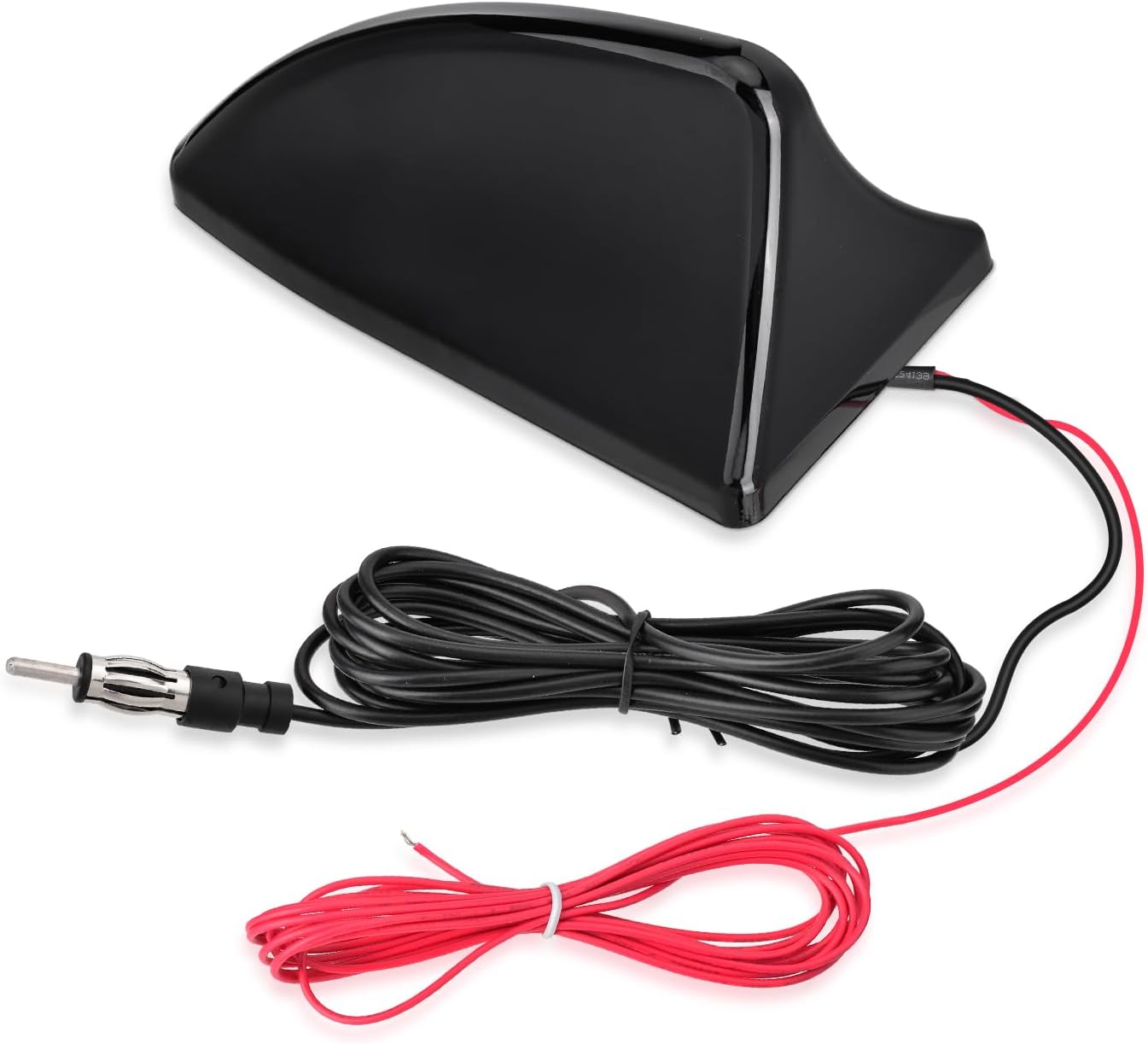 SZSAUTO 12V Shark Fin Amplified FM AM Car Radio Antenna, Vehicle Roof Mount Replacement Antenna with Power Wire for Car