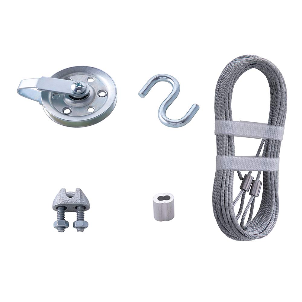 HOME MASTER HARDWARE Cable and Pulley Replacement Kit - 4pcs 3" Heavy Duty Pulleys,2pcs Galvanized Aircraft Cables - 3/32 Diameter 12 Fasteners for Overhead Sectional Garage Doors