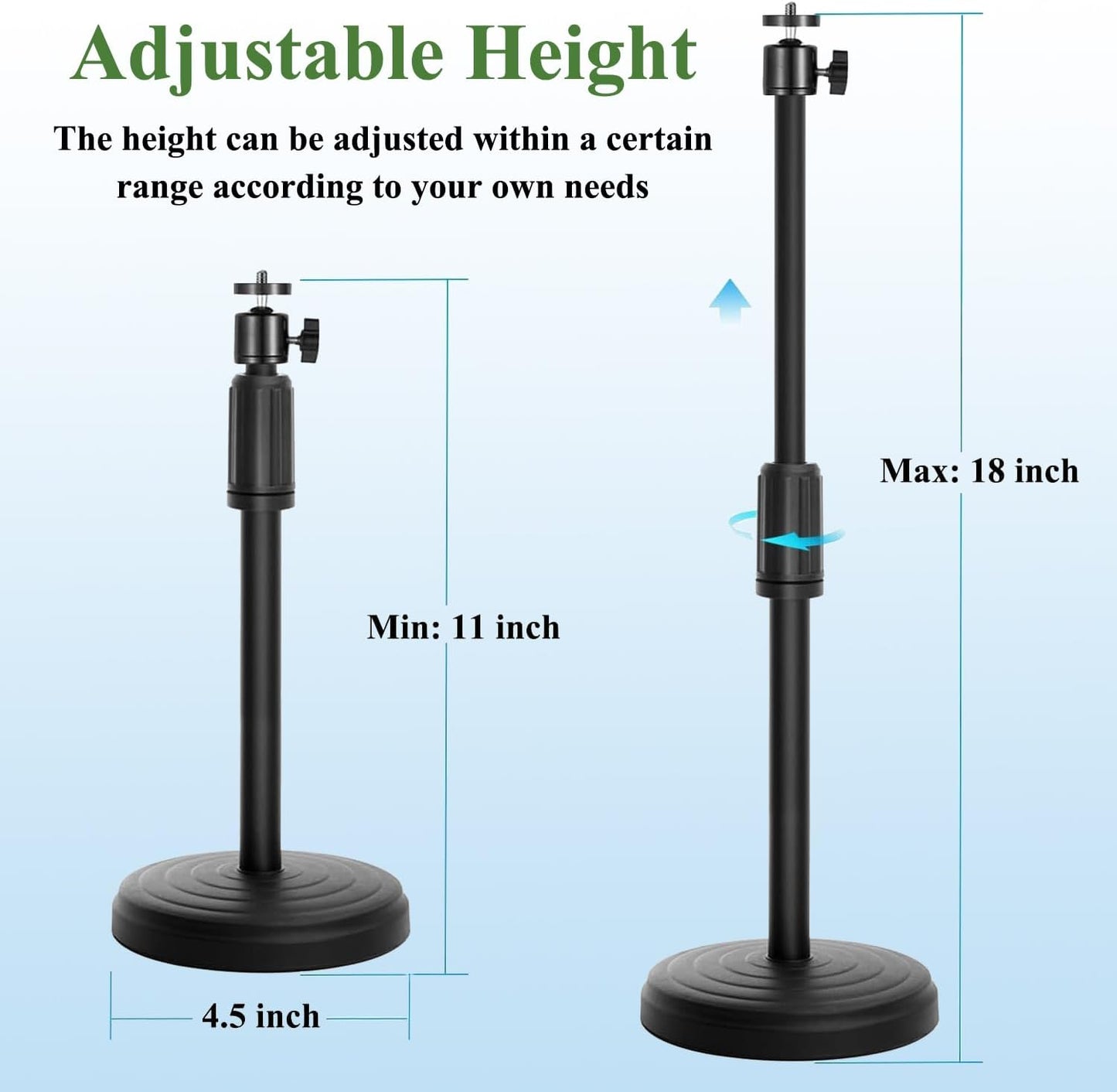 Knatpunff C920 C922 C925e C930e, 1/4" Webcam Stand with Phone Holder, Adjustable Height Desk Camera Mount for Logitech