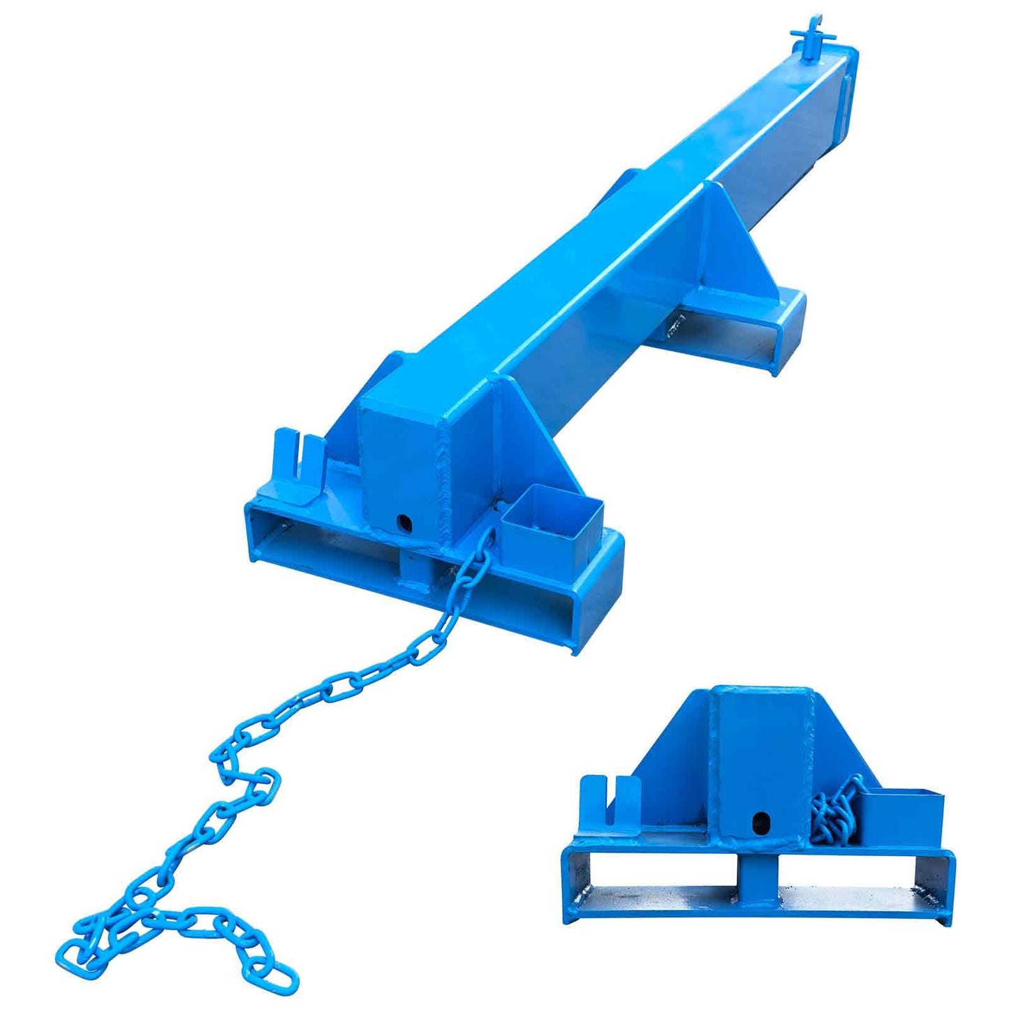 BEILOCKERY Adjustable Forklift Jib Boom Crane with Telescopic Arm, 2200 lbs Heavy Duty Mobile Crane, Includes Truss Hoist and Hook for Industrial Lifting and Towing, Max Reach 98.4 Inches