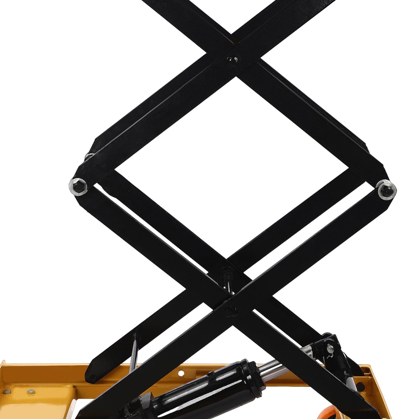 770lbs Hydraulic Lift Table Cart, 51" Double Scissor Lift Table Pallet Truck Lift Height Manual Hydraulic Scissor Cart Mobile Platform Cart w/ 4 Locking Wheels for Material Handling and Transportation