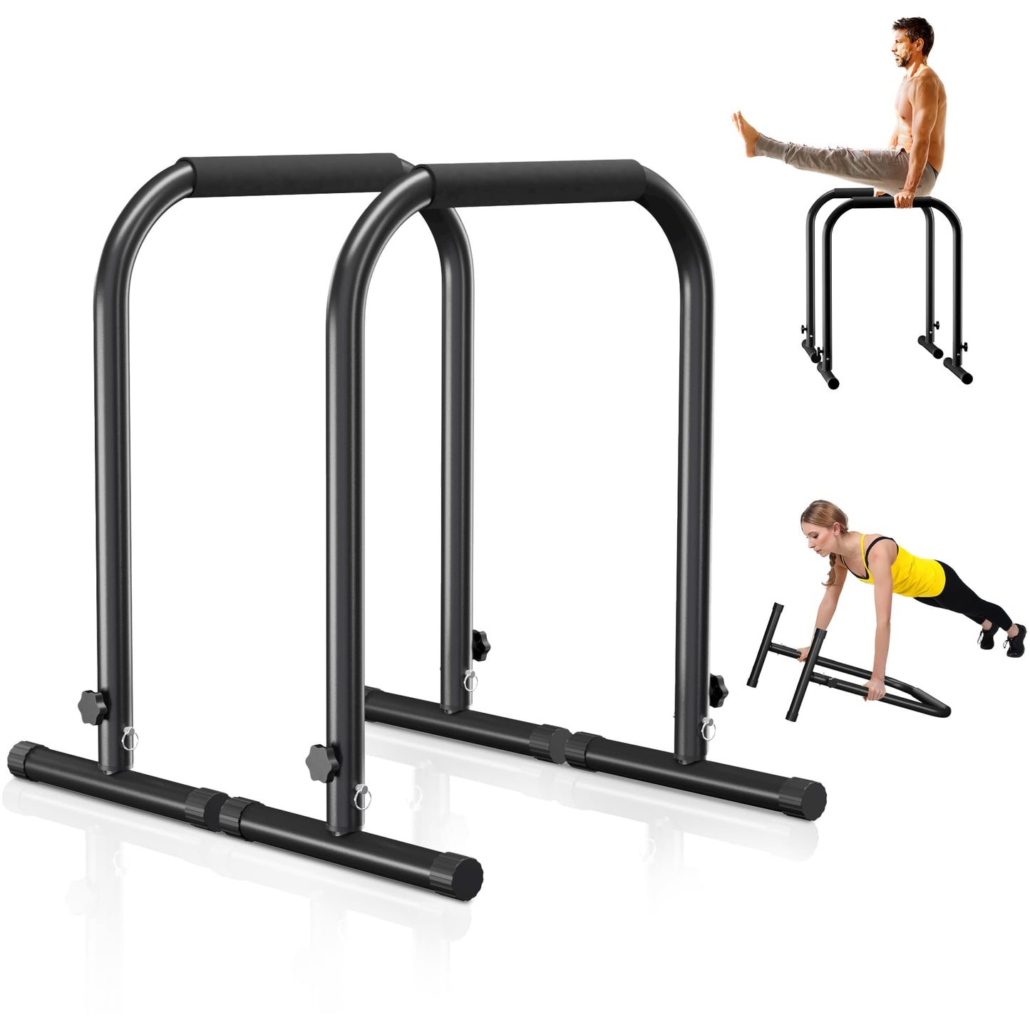 Outdoor Basic Adjustable Dip Bar Station - Heavy Duty Parallel Bars, Extra Tall & Thickened Steel Design for Home Gym, Calisthenics & Strength Training