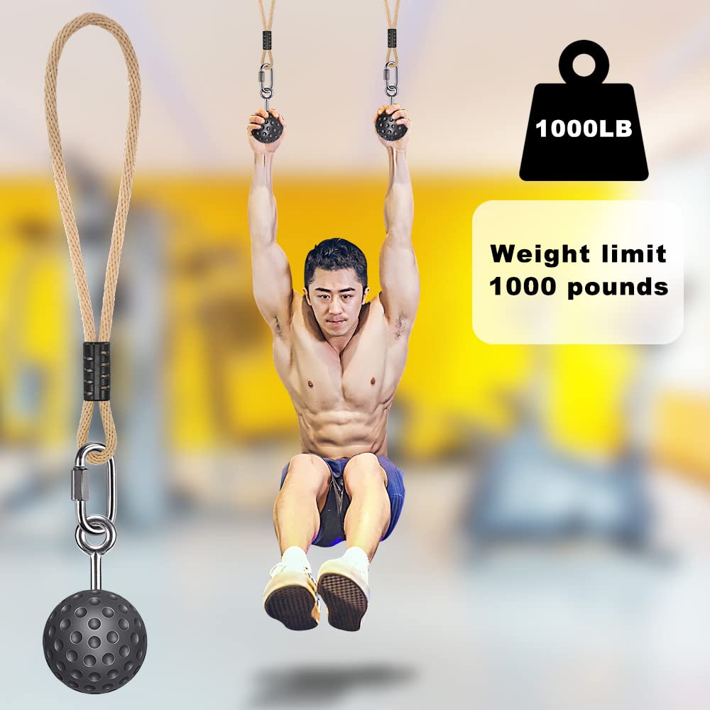 SELEWARE Pull Up Ball Grip, Non-Slip Rock Climbing Holds Power Ball for Strength Training Attachment, Neutral Grip Handles for Chin Up Bar, Kettlebell, Barbell Home Gym Workout, Black