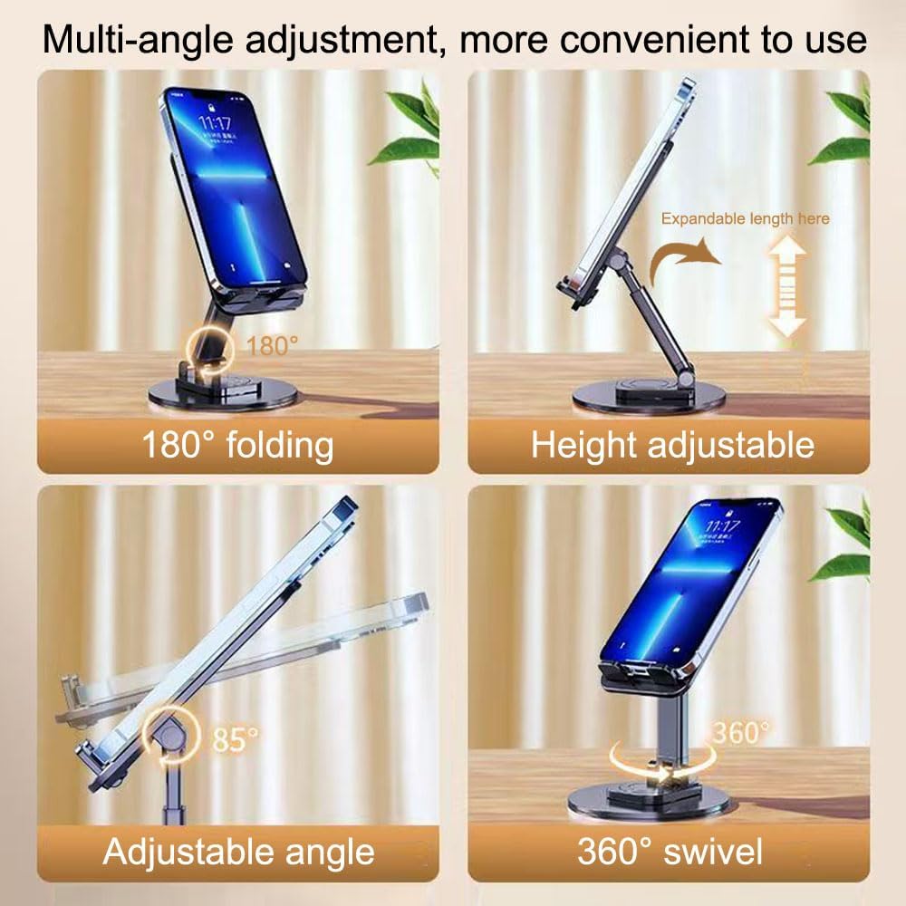 ANRACHEL 2 Pack,Angle Cell Phone Stand Height Adjustable Cell Phone Holder for Desk,Foldable Desktop Phone Holder