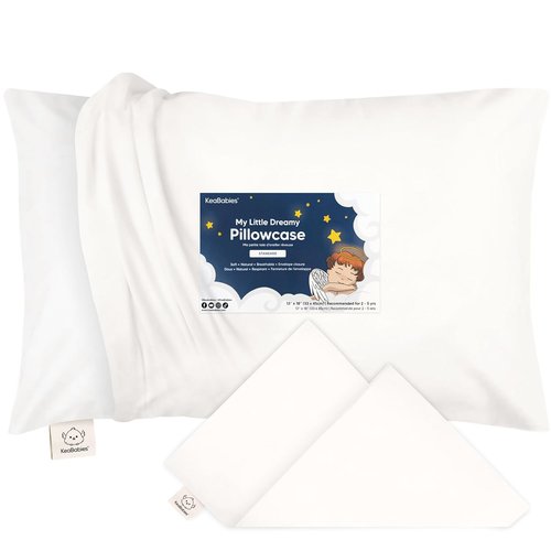 KeaBabies Toddler Pillowcase - Organic Cotton Soft & Durable Cover for Kids | 13"x18" in Soft White