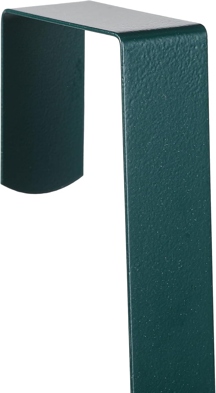 Sattiyrch 15" Wreath Hanger - Sturdy Steel Over The Door Hook for Front Door (Green, 2-Pack)