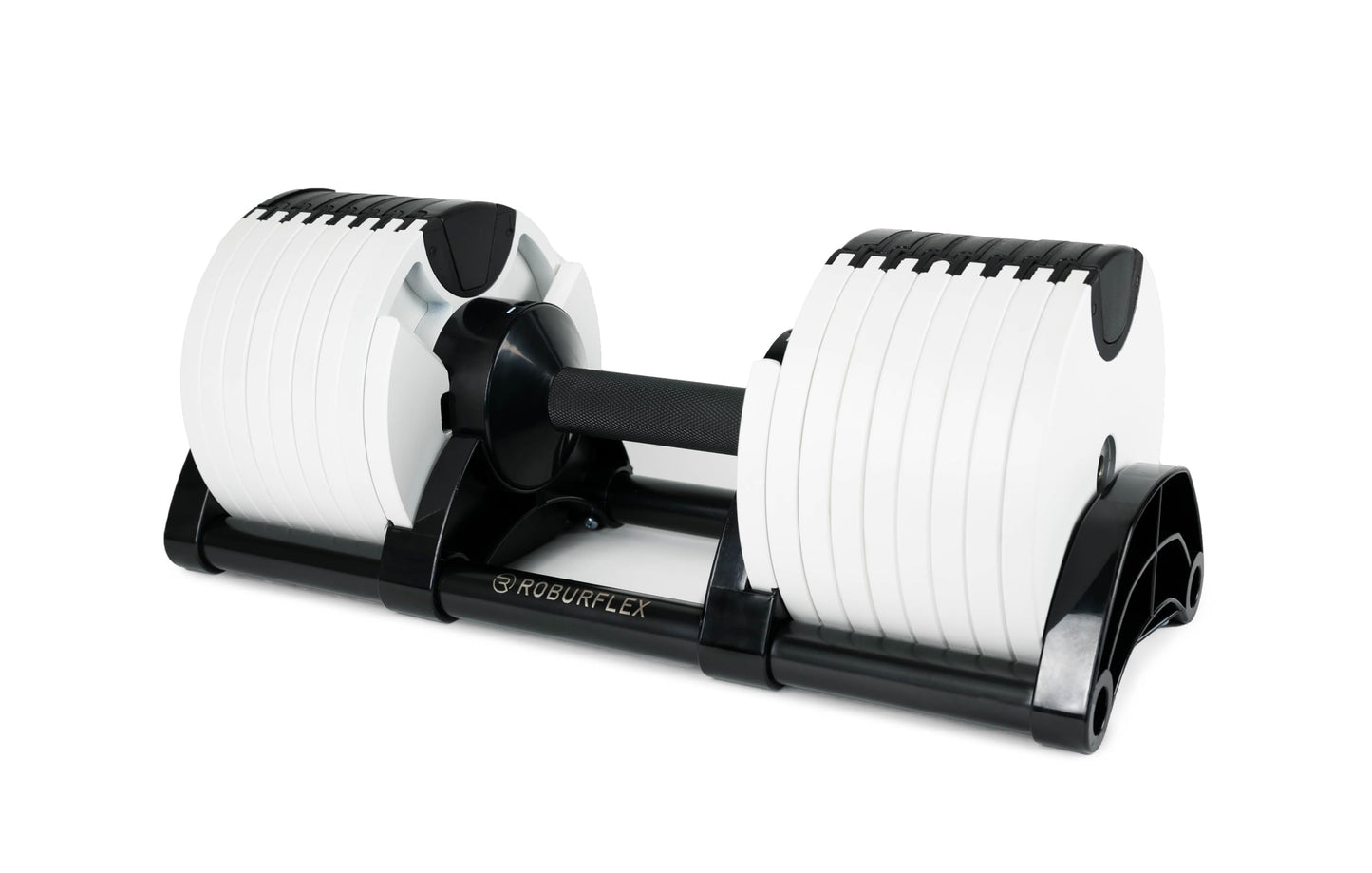 ROBURFLEX Adjustable Dumbbell (Single) 5-40/80lb, 5lb Increments, for Home Gym Fitness - Upto 20 weight settings (WHITE - 80LB)