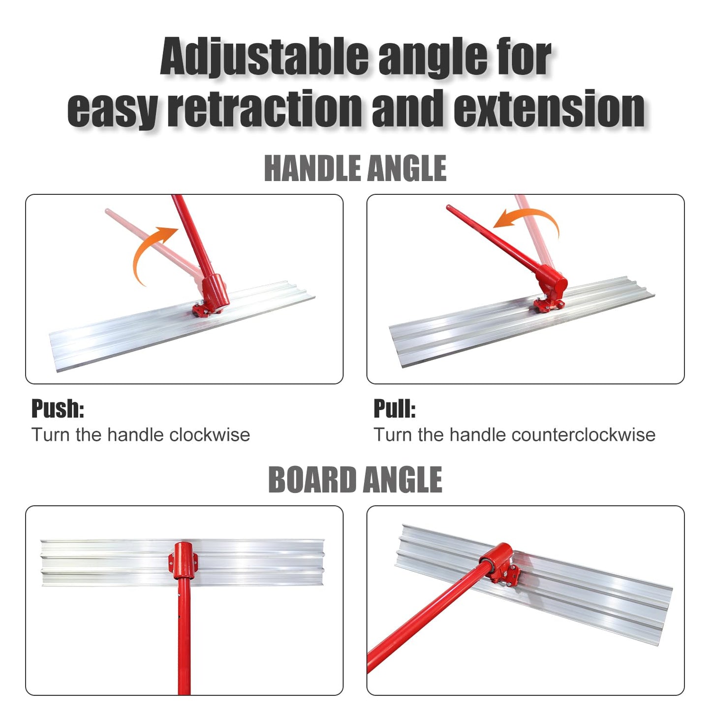 Concrete Bull Float Tools Kit 48"x8" Cement Trowel Tools, Aluminum Magnesium Alloy Concrete Screeding and Finishing Tool Kit with 48" Handle x4 and Bull Float Bracket
