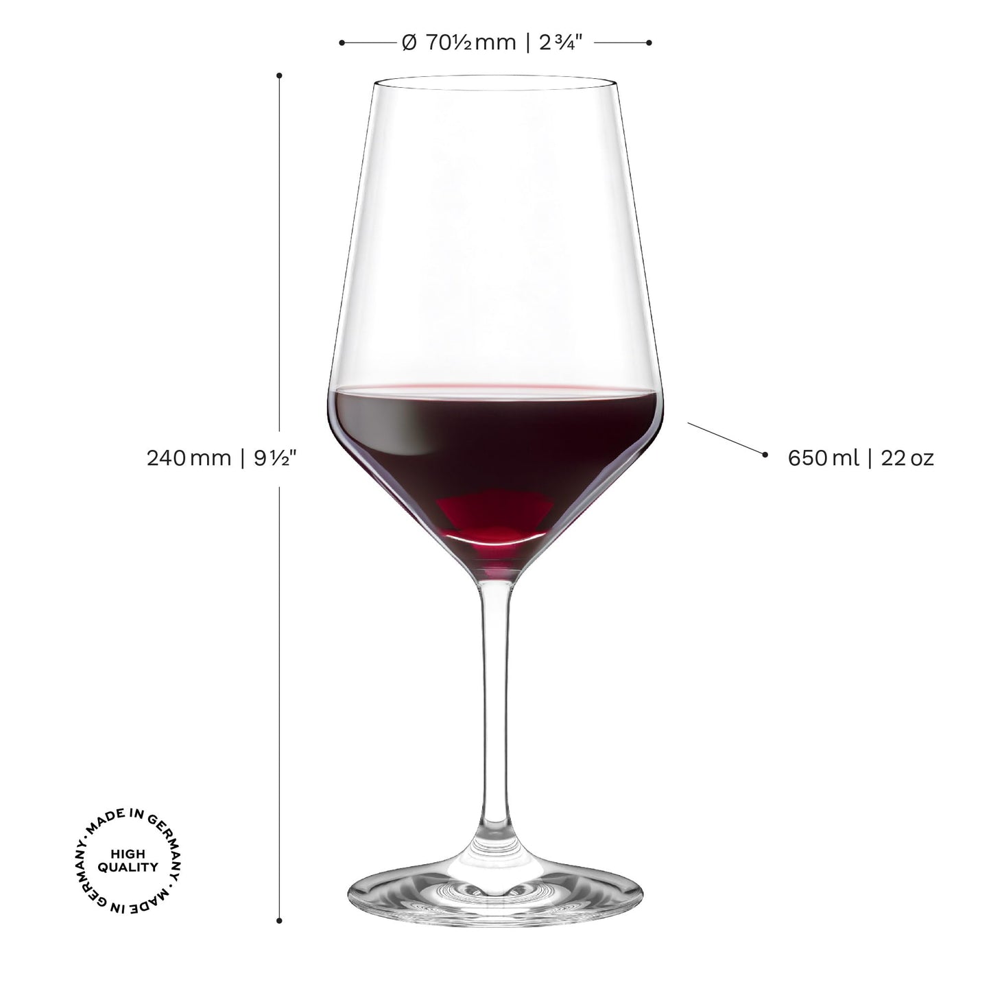Stölzle Lausitz Bordeaux Glasses Revolution Set of 6, 22 oz – Wine Glasses for Bordeaux, Amarone & Syrah – Elegant Crystal Glass Red Wine Glasses – Dishwasher- and Shock-Resistant