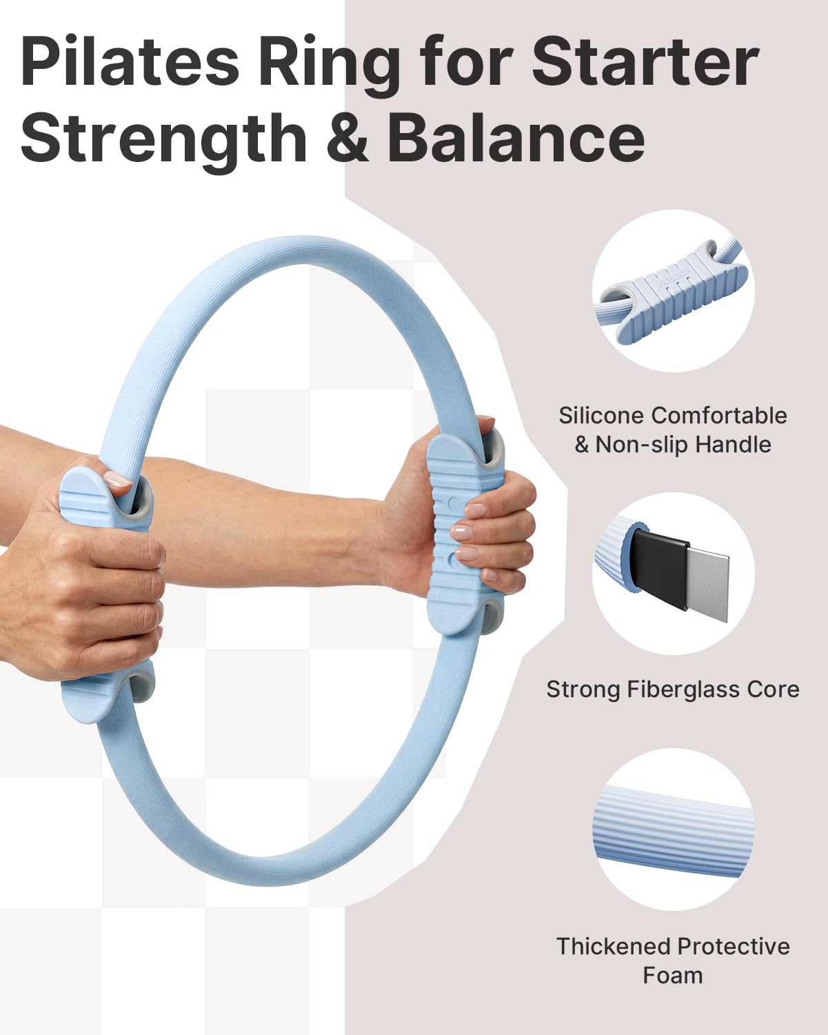 YOTTOY 13.5 Inch Pilates Ring and Ball Set, Figure 8 Resistance Bands, Stretch Bands&Guide,Pilates Equipment Set for Beginners for Home Workouts Core Strength, Yoga, Physical Therapy & Rehab, Blue