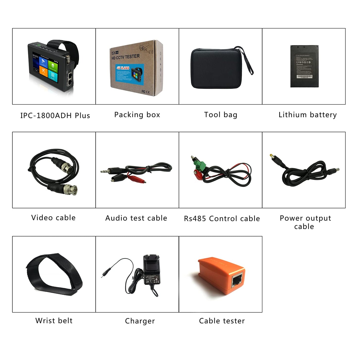 IP Camera Tester, WANLUTECH 4K IP CVBS CVI TVI AHD 4 inch Touchscreen CCTV Test Monitor with PoE/IP discovery/RJ45 Cable Test/PTZ Control(IPC-1800ADH Plus)