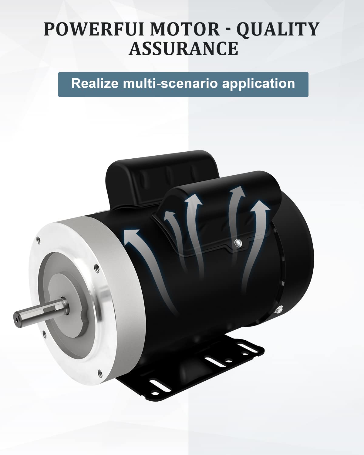 Electric Motor, 1.5HP Air Compressor Motor, Single Phase Motor 1750RPM 56C 115/230V 5/8" Shaft Diameter CW/CCW TEFC IP55 60HZ