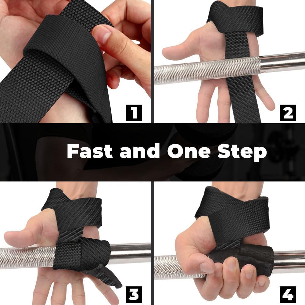 WSAKOUE Lifting Straps, Weightlifting Straps, Deadlift Straps with Padded Neoprene for Power Lifting, Bodybuilding, Gym Workout, Strength Training & Fitness Workout, Resistance -Black