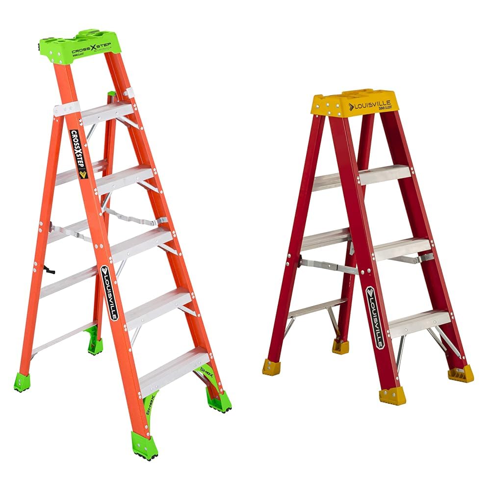 Louisville Ladder FXS1506, 6-feet, Orange & L-3016-04 Step Stepladder, 4-Feet