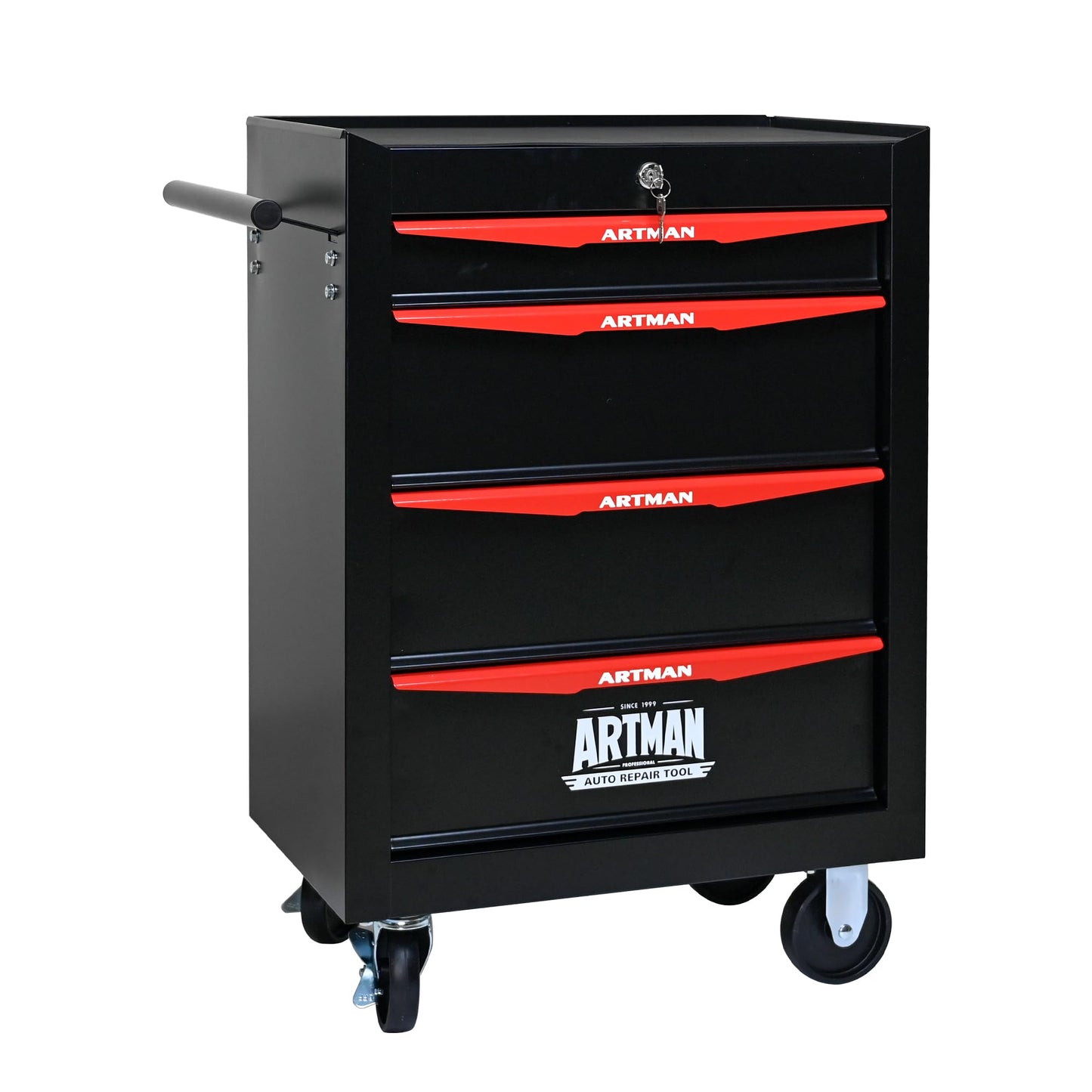 RYH 4/5/6/7 Drawers Rolling Tool Chest - Heavy Duty Mobile Tool Cart with Locking Wheels & Ball Bearing Drawers, 30.5" H x 20.9" W x13 D Garage Tool Storage Cabinet，Metal Tool Box (Black, 4 Drawers)