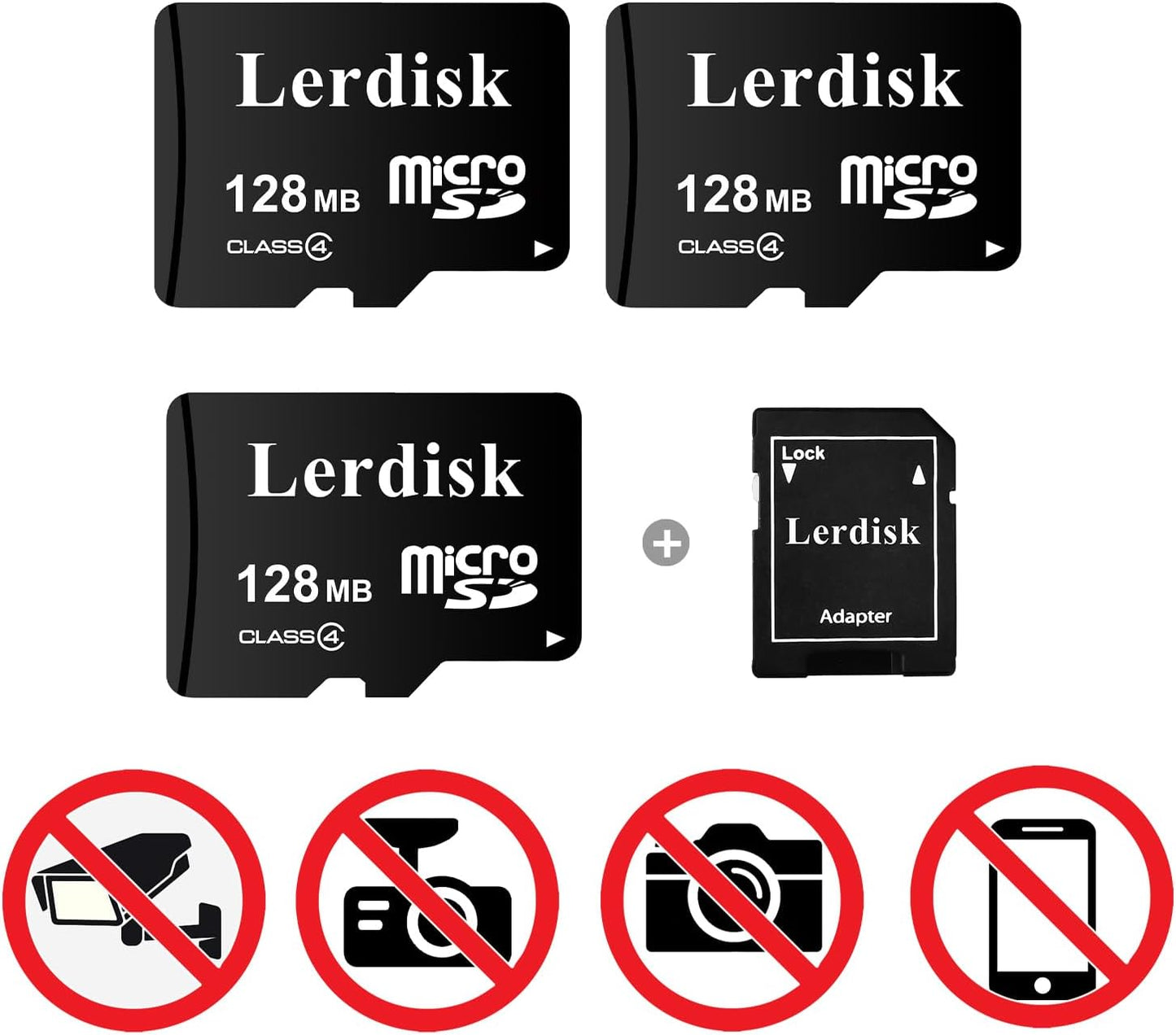 Lerdisk 128MB (0.12GB) Pack 3 MP3/Old Factory Wholesale Micro SD Card of in Bulk Low Capacity for Phones/Small Files