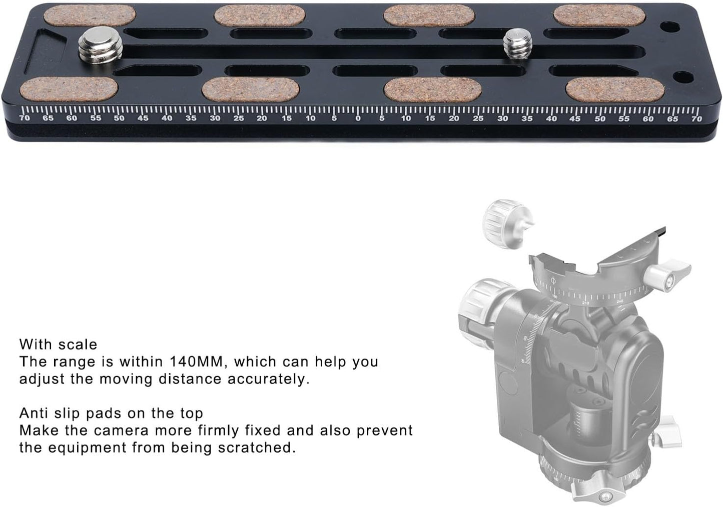 Akozon 1/4in 3/8in Camera Plate Aluminum Alloy Baseplate Screw for DSLR Mirrorless Action Compact Tripod Mount