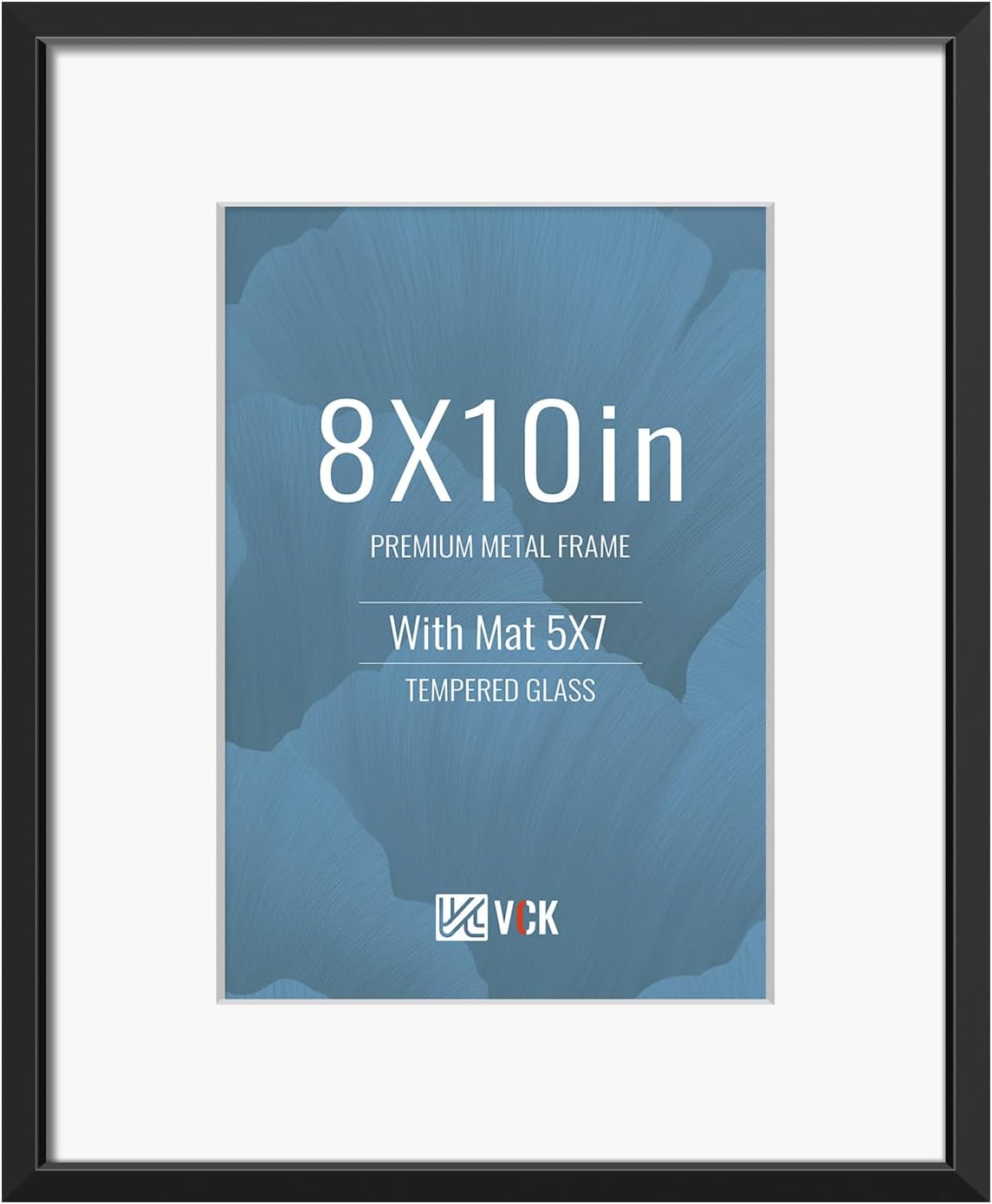 VCK 8x10 Picture Frame - Premium Black Aluminum Metal Frame with Tempered Glass | Versatile Display for 5x7 or 8x10 Photos