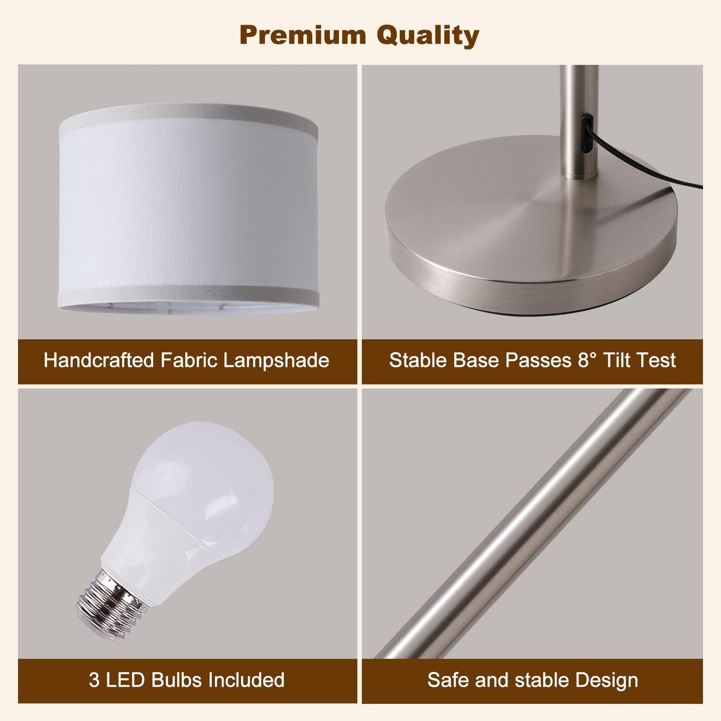 Fansdrick Floor Lamps for Living Room, 2400LM Super Bright Arc Floor Lamp with Remote Control, 3 Light Tall Floor Lights with Stepless Dimmable, 80" Mid Century Tree Floor Lamp for Bedroom, Office