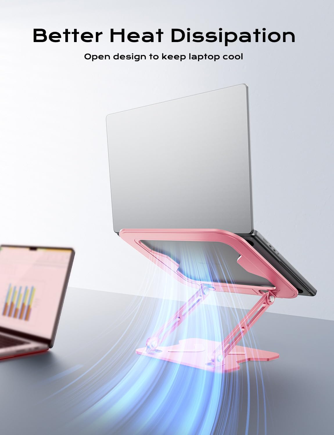 JCZT 10-16'' Adjustable Laptop Stand for Desk, Metal Foldable Laptop Riser, Portable Laptop Holder Mount, Ventilated