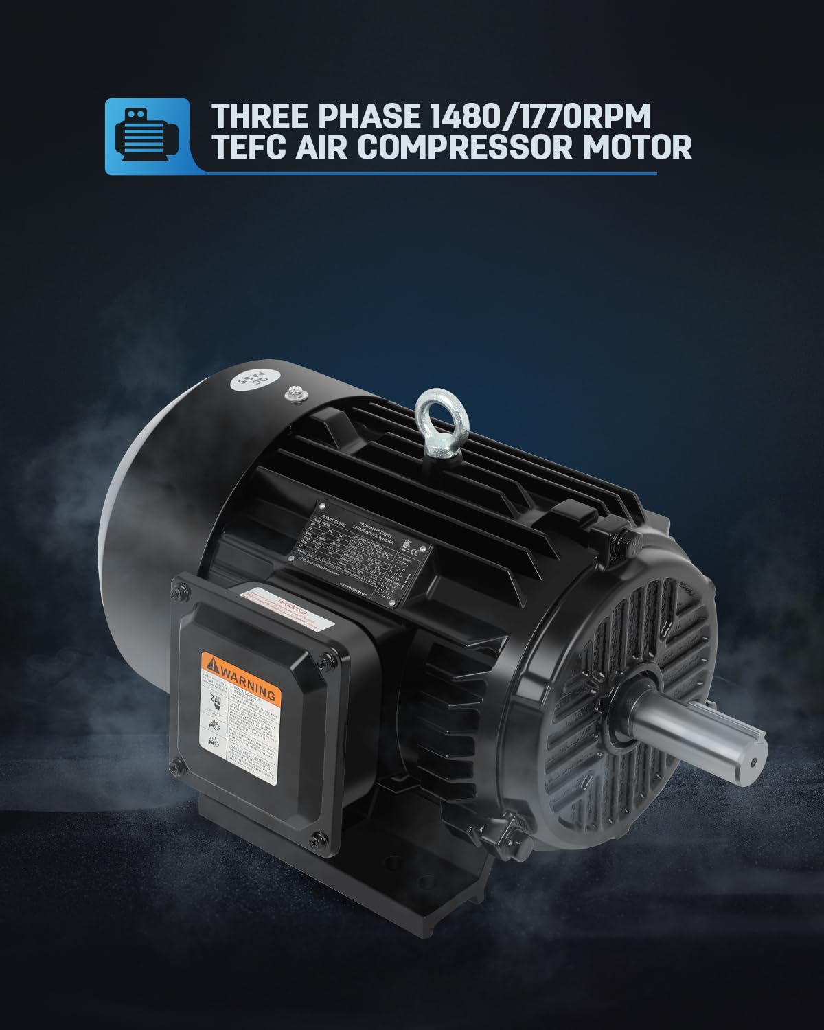 5HP Electric Motor Three Phase Motor 1480/1770 RPM,184T Frame,1-1/8"Shaft Diameter CW/CCW Cast Iron Shell Air Compressor Motor