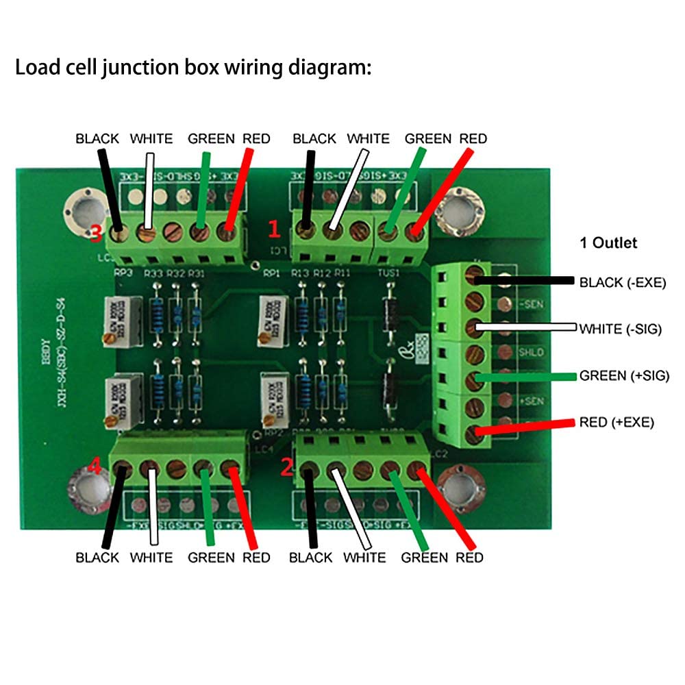 ATO Load Cell Junction Box Summing Box for Scales, 4 Inlets to 1 Outlet, Aluminum Alloy Casing,Waterproof and Dustproof,Easy to Assemble and Debug