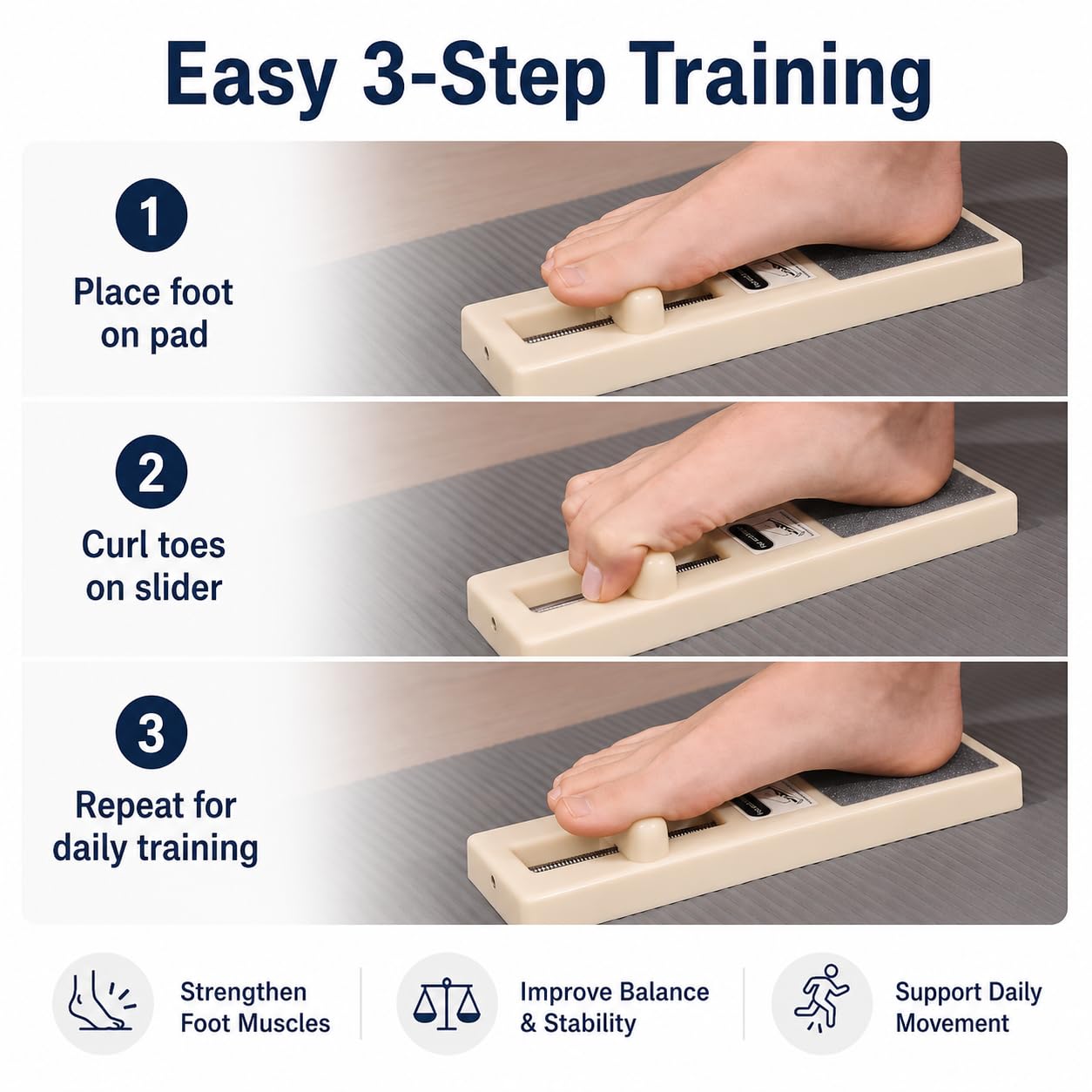 Foot Arch Trainer for Flat Feet, ABS Foot Strengthener for Dance Training, Foot Arch Exerciser for Plantar Fasciitis Relief, Portable Foot Workout Tool