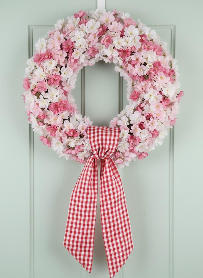 Red White Checkered Plaid Bow Ribbon Wreath Sash by [Brand Name] - Perfect for Christmas, Valentine's Day & Patriotic Decor (5.12" x 54.33")