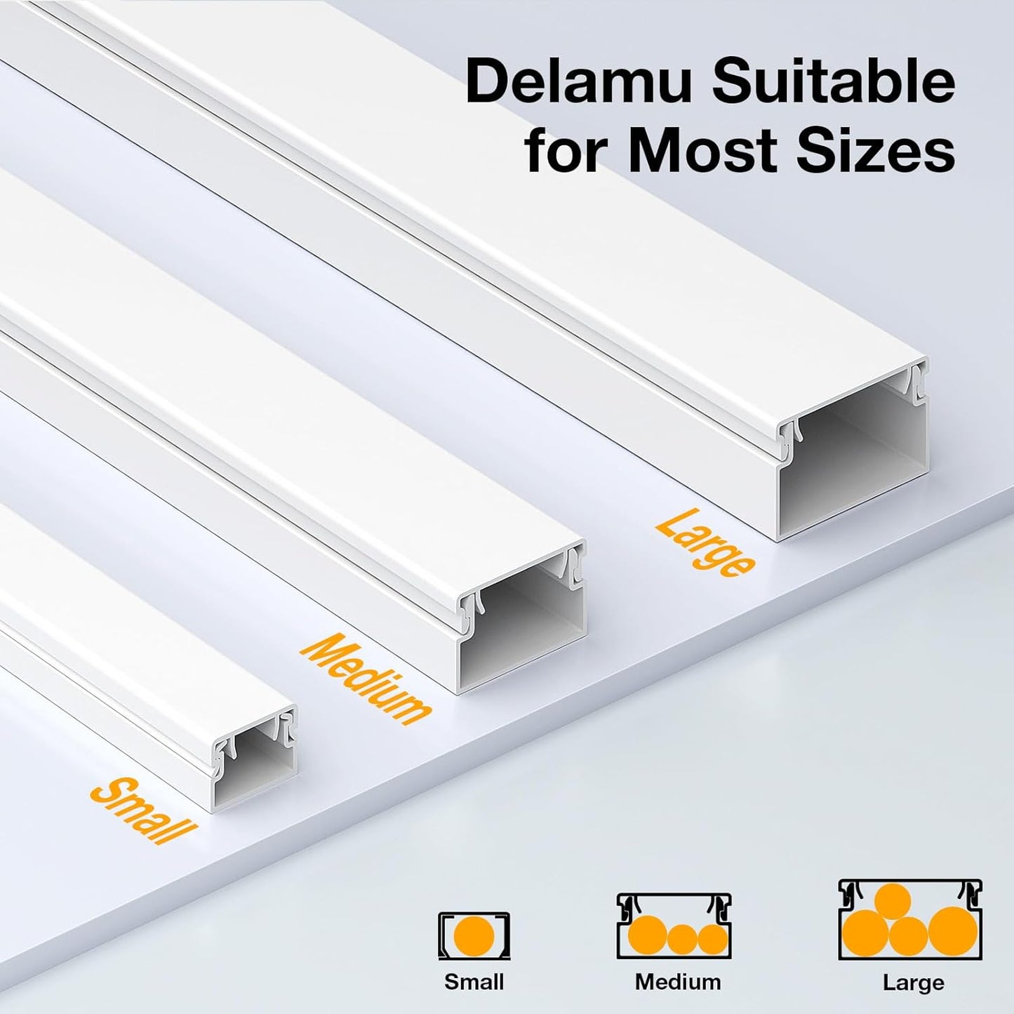 Delamu 157in 1 W0.55 H0.4in, Cord Covers for Wires on Wall, Cord Hider for Cord, Paintable Cable Hider, Cable