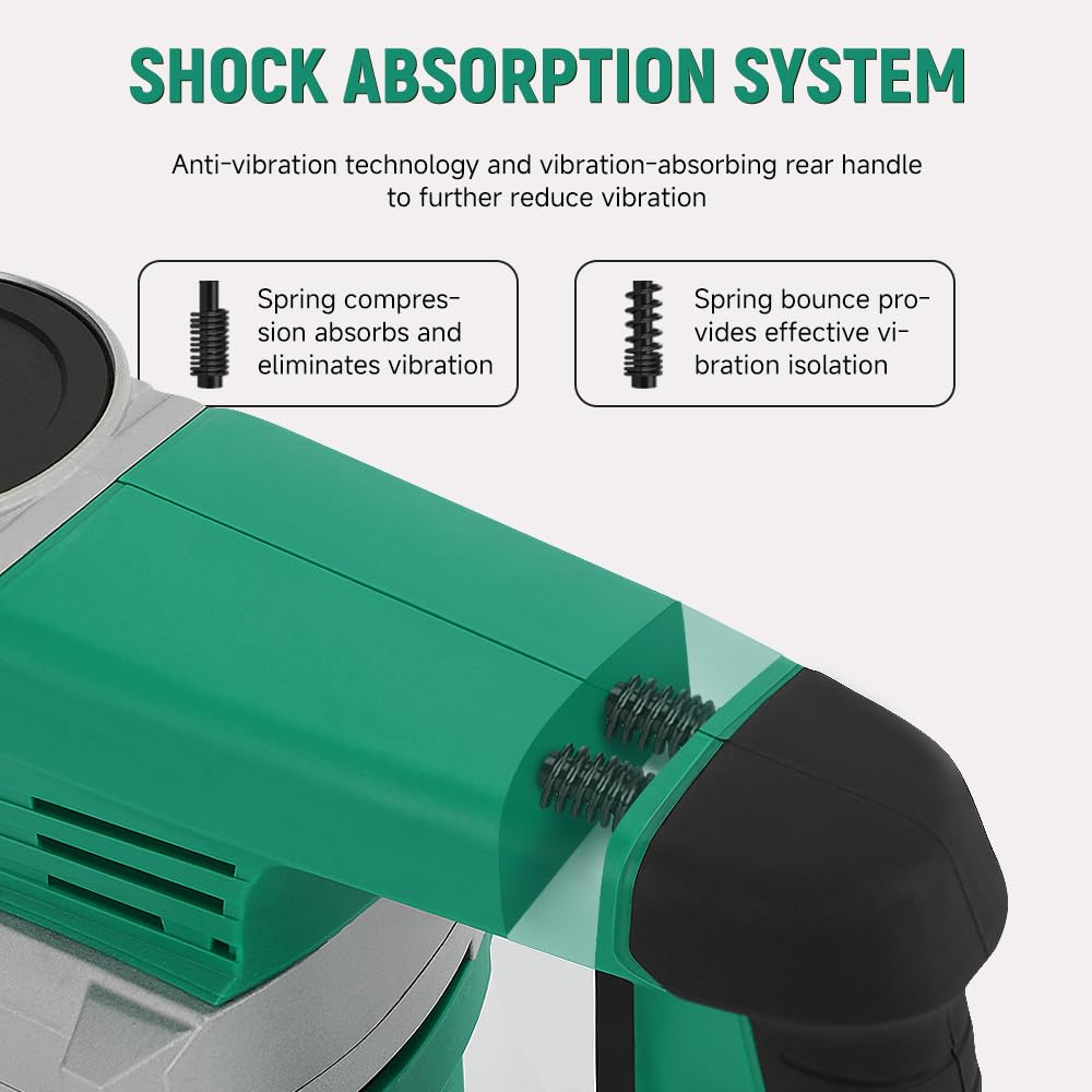 Hoteche Electric Demolition Jack Hammer 1500W Heavy-Duty SDS-MAX Concrete Breaker with Flat & Point Chisel