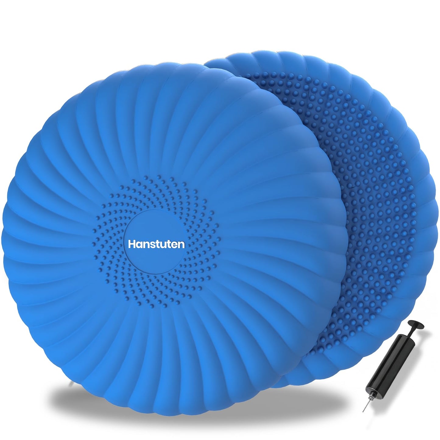Hanstuten Wobble Cushion Core Balance Disc, Wiggle Seat for Sensory Kids to Stay Focused, Non-slip Balance Pads with Inflation Pump for Physical Therapy & Core Strength (1Blue)
